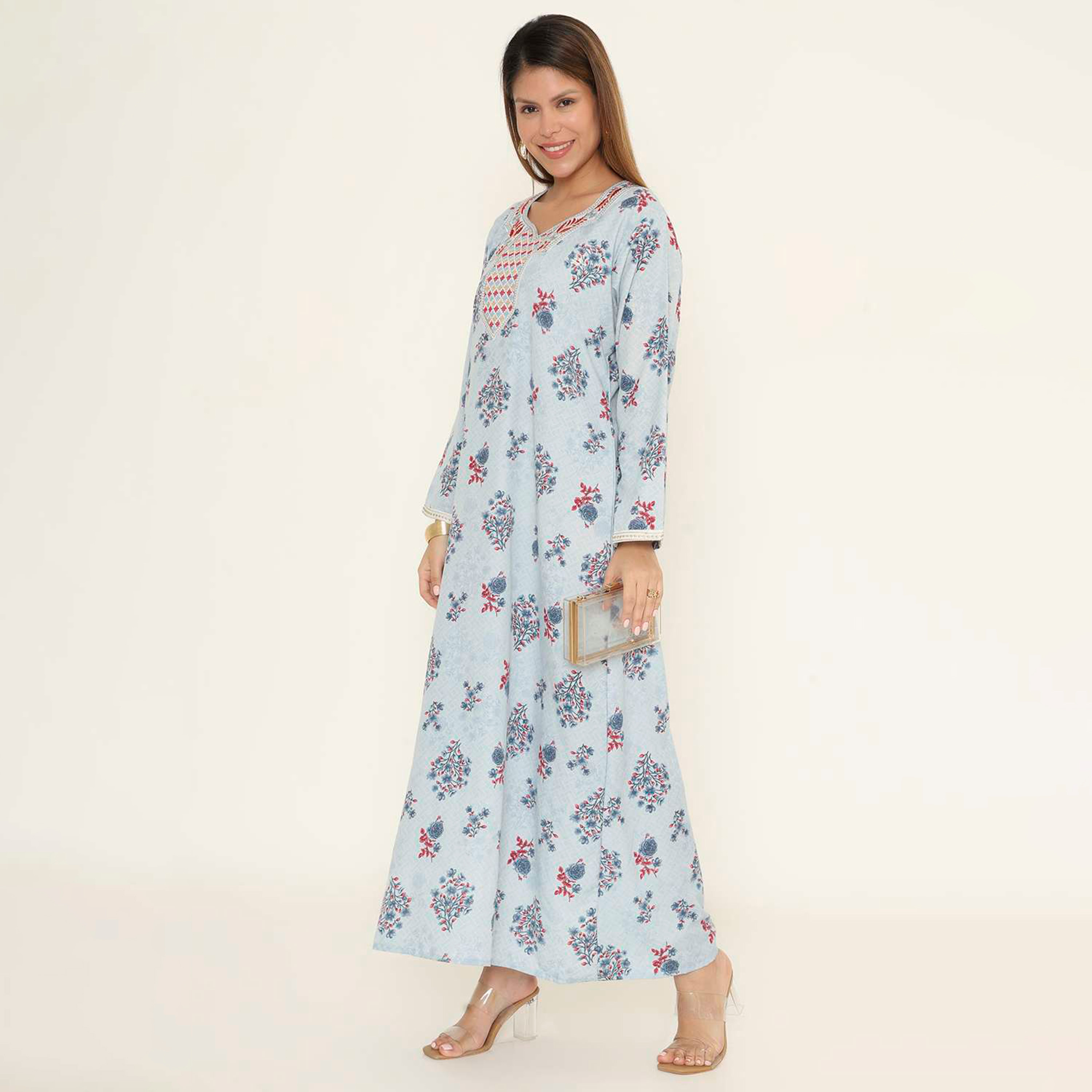 HanaandSara Floral Print Women's Casual Jalabiya-women-arabicclothing-jalabiyas-image-3