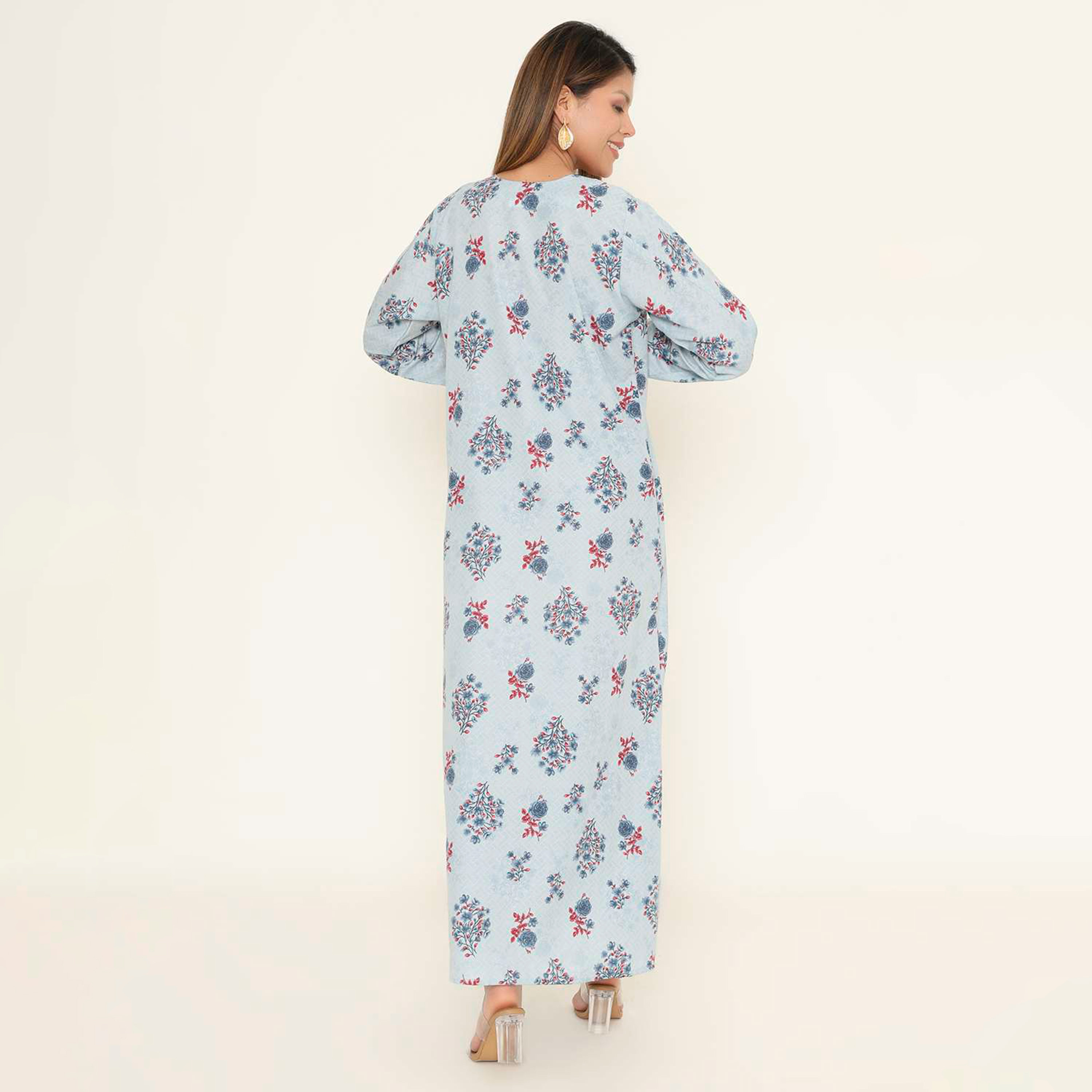 جلابية نسائية كاجوال بطبعة زهور من هنا اند سارة.-women-arabicclothing-jalabiyas-image-5
