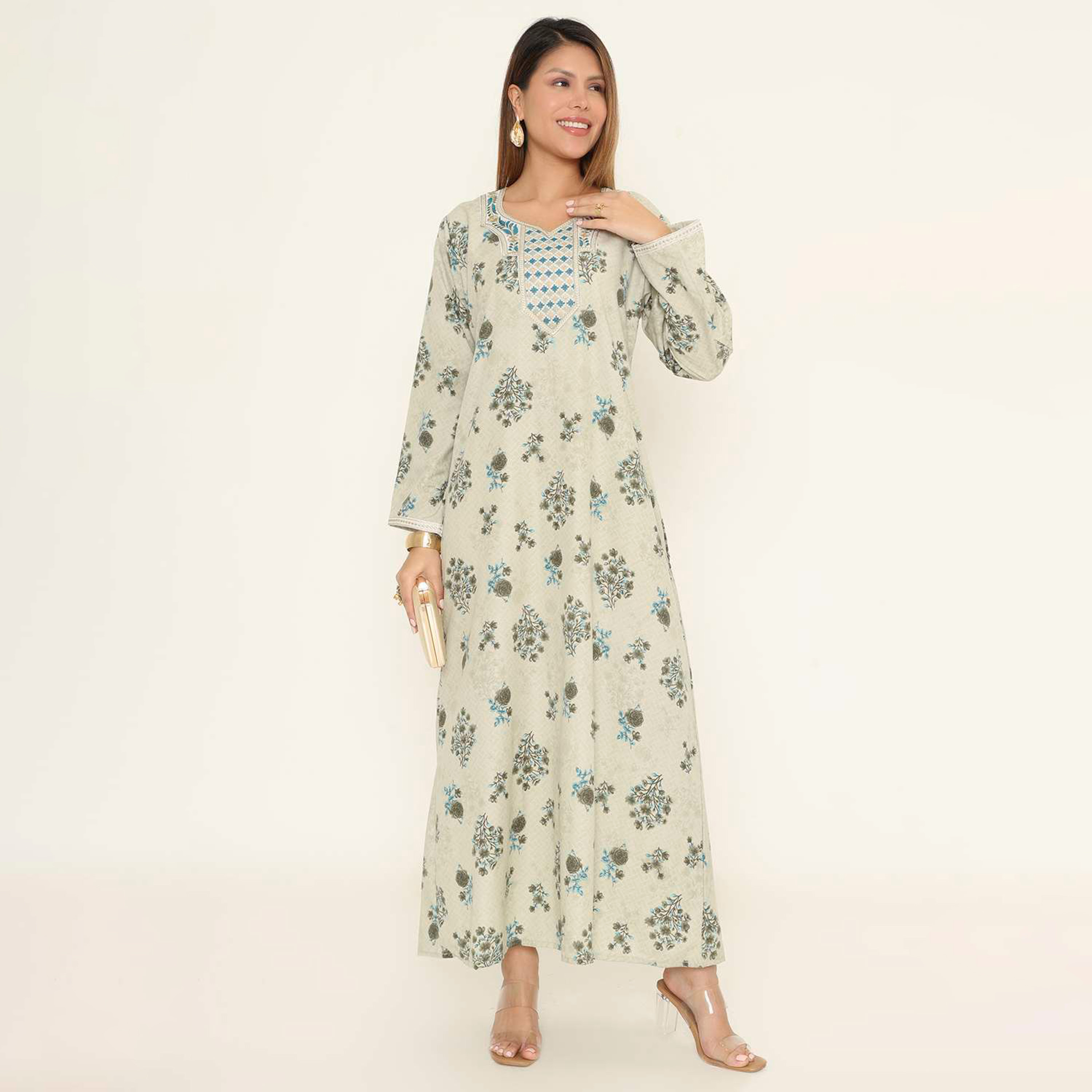 HanaandSara Floral Print Women's Casual Jalabiya-women-arabicclothing-jalabiyas-image-11