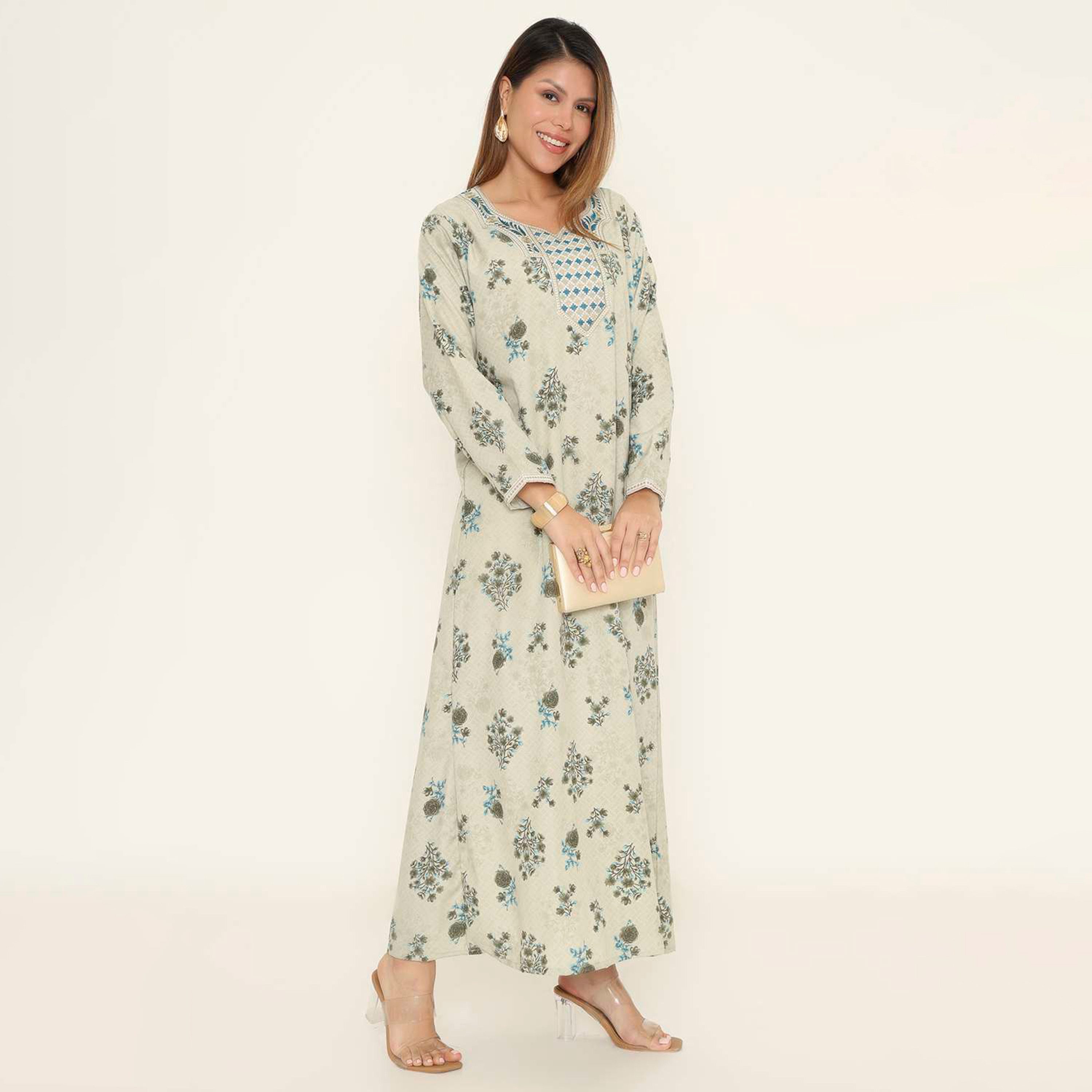 HanaandSara Floral Print Women's Casual Jalabiya-women-arabicclothing-jalabiyas-image-14