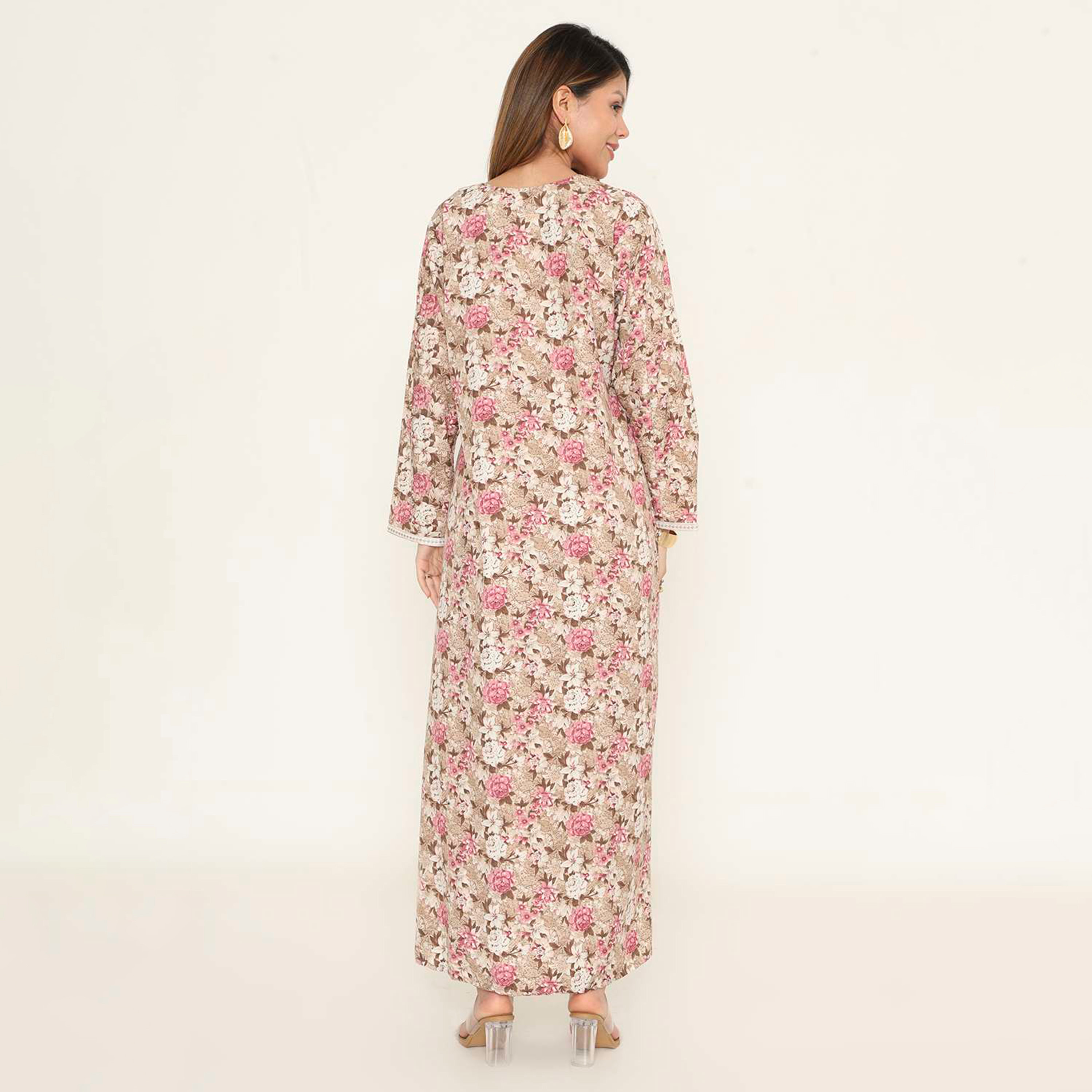 جلابية نسائية كاجوال بطبعة زهور من هنا اند سارة.-women-arabicclothing-jalabiyas-image-15