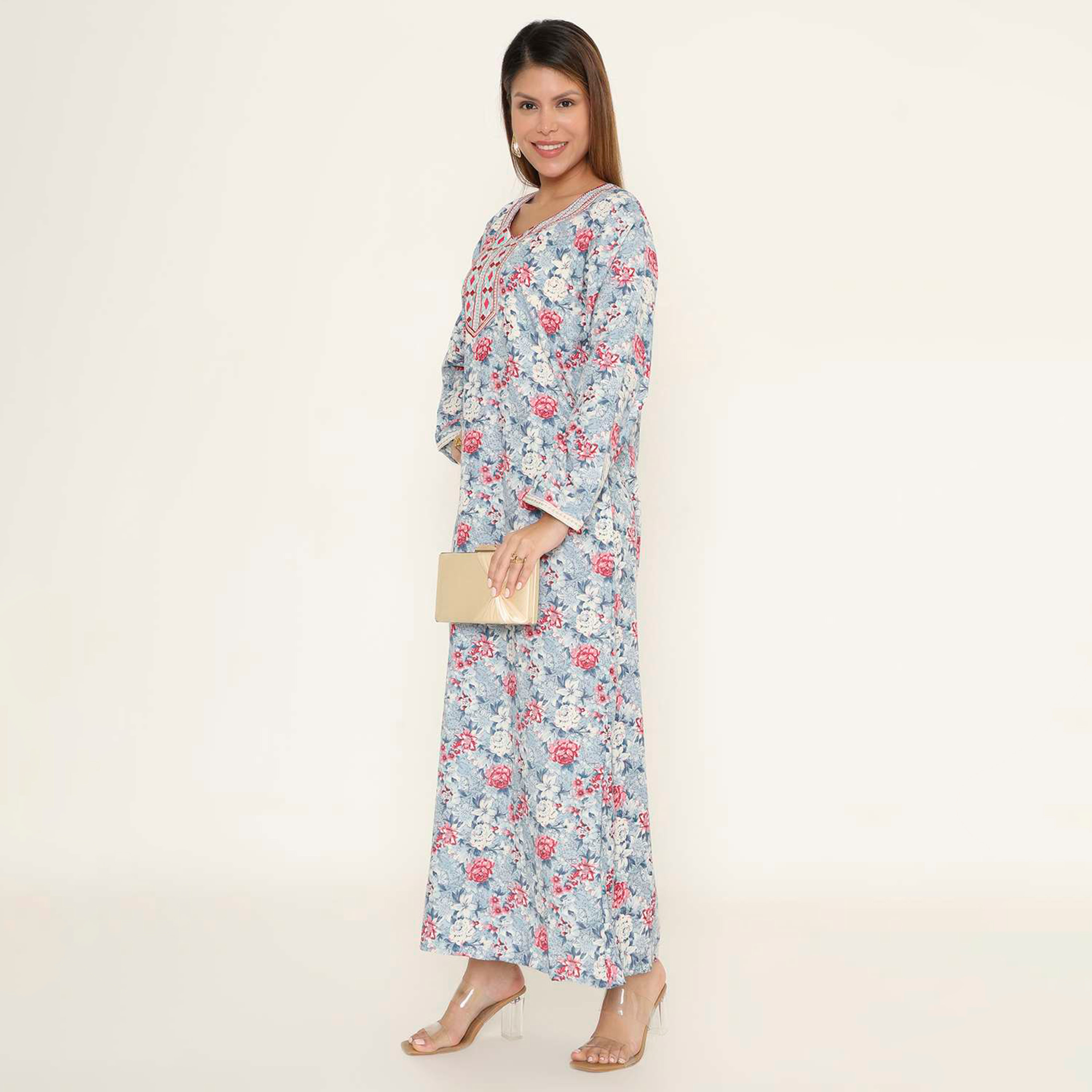 جلابية نسائية كاجوال بطبعة زهور من هنا اند سارة.-women-arabicclothing-jalabiyas-image-8