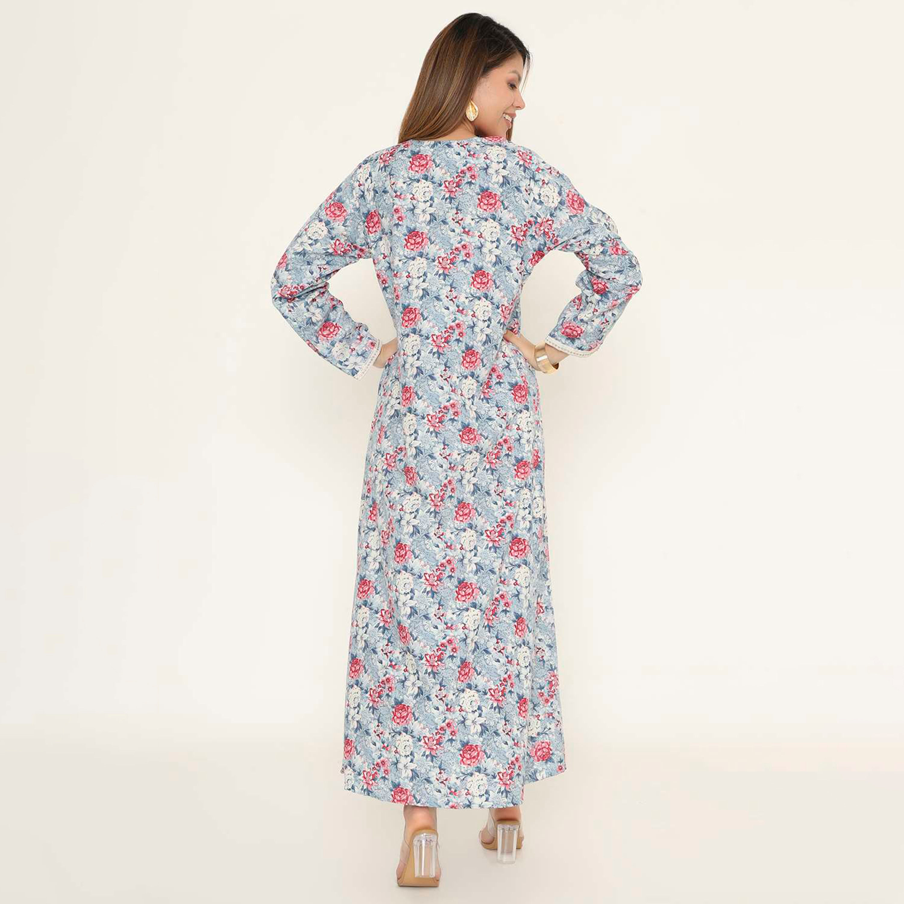 جلابية نسائية كاجوال بطبعة زهور من هنا اند سارة.-women-arabicclothing-jalabiyas-image-10