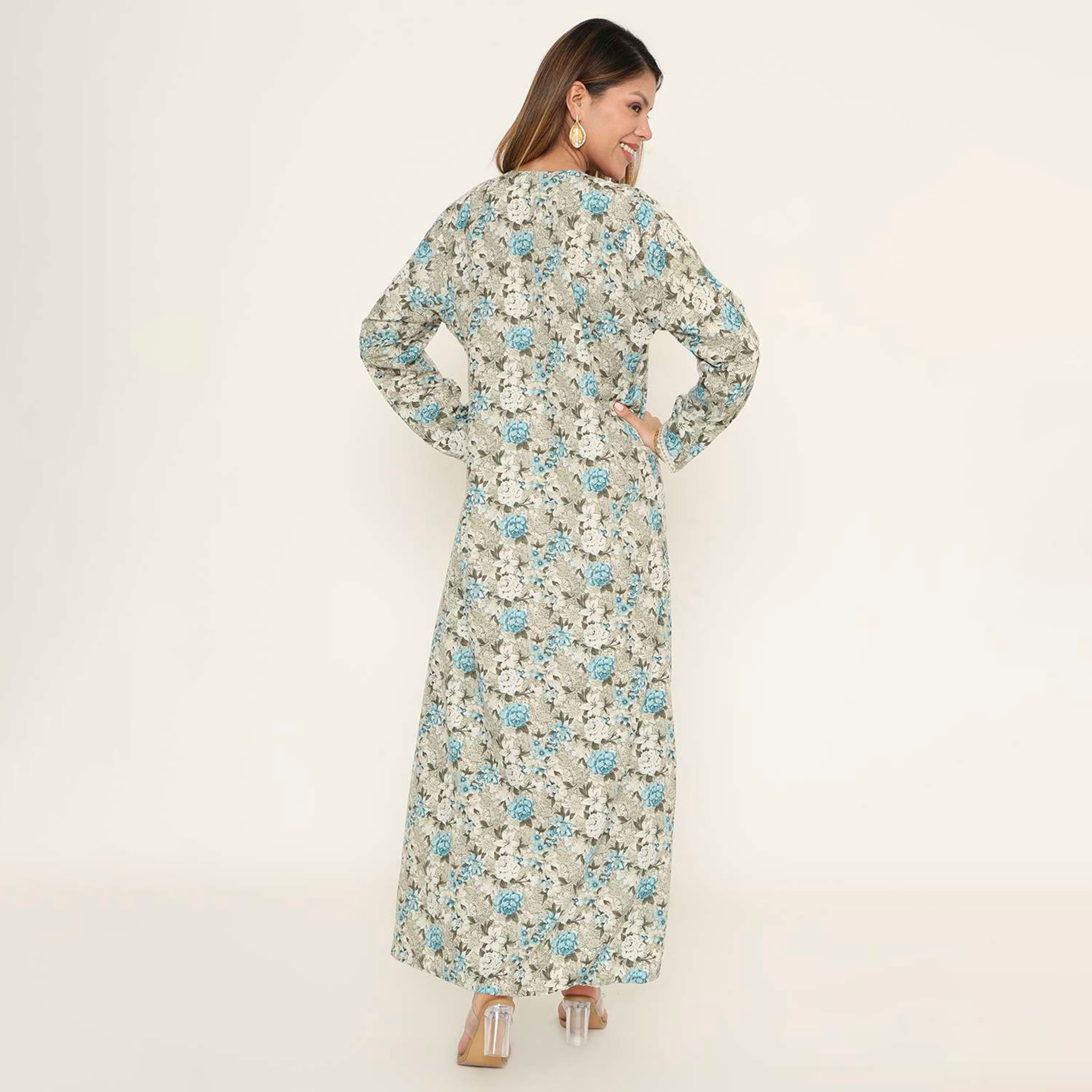 جلابية نسائية كاجوال بطبعة زهور من هنا اند سارة.-women-arabicclothing-jalabiyas-image-5