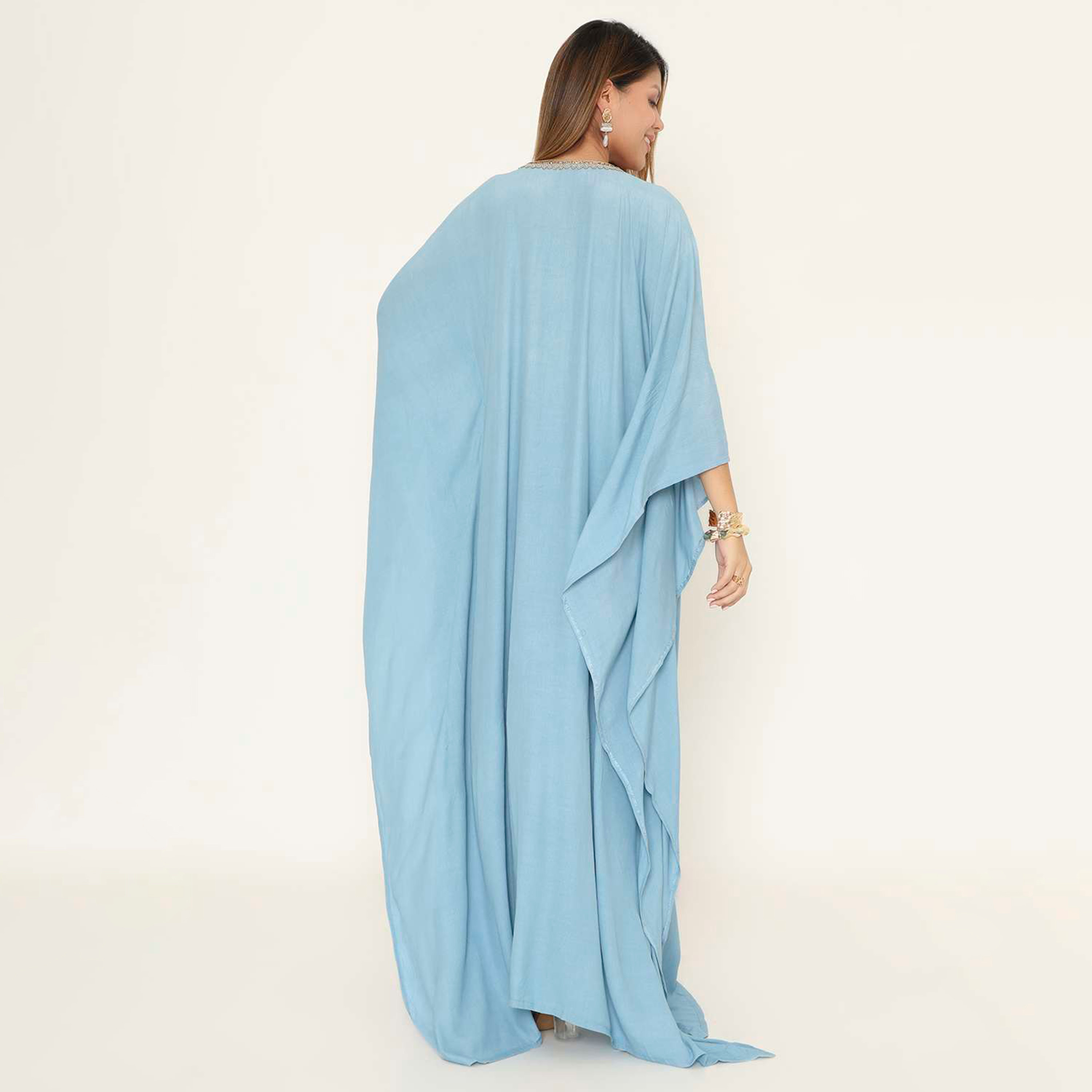جلابية نسائية بتصميم قفطان سهرة مزينة بالخرز على الصدر من هنا اند سارة.-women-clothing-dresses-image-5