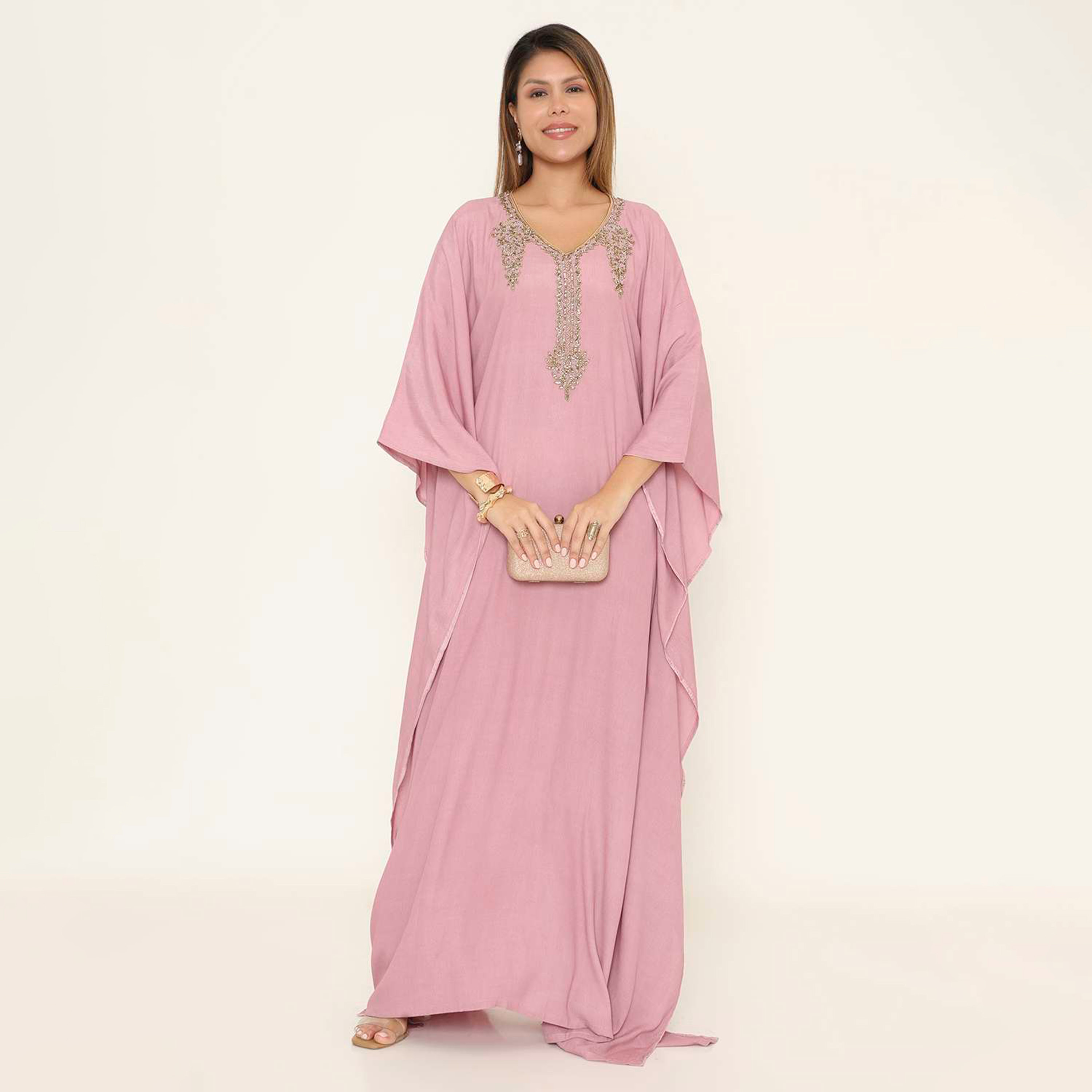 جلابية نسائية بتصميم قفطان سهرة مزينة بالخرز على الصدر من هنا اند سارة.-women-clothing-dresses-image-6
