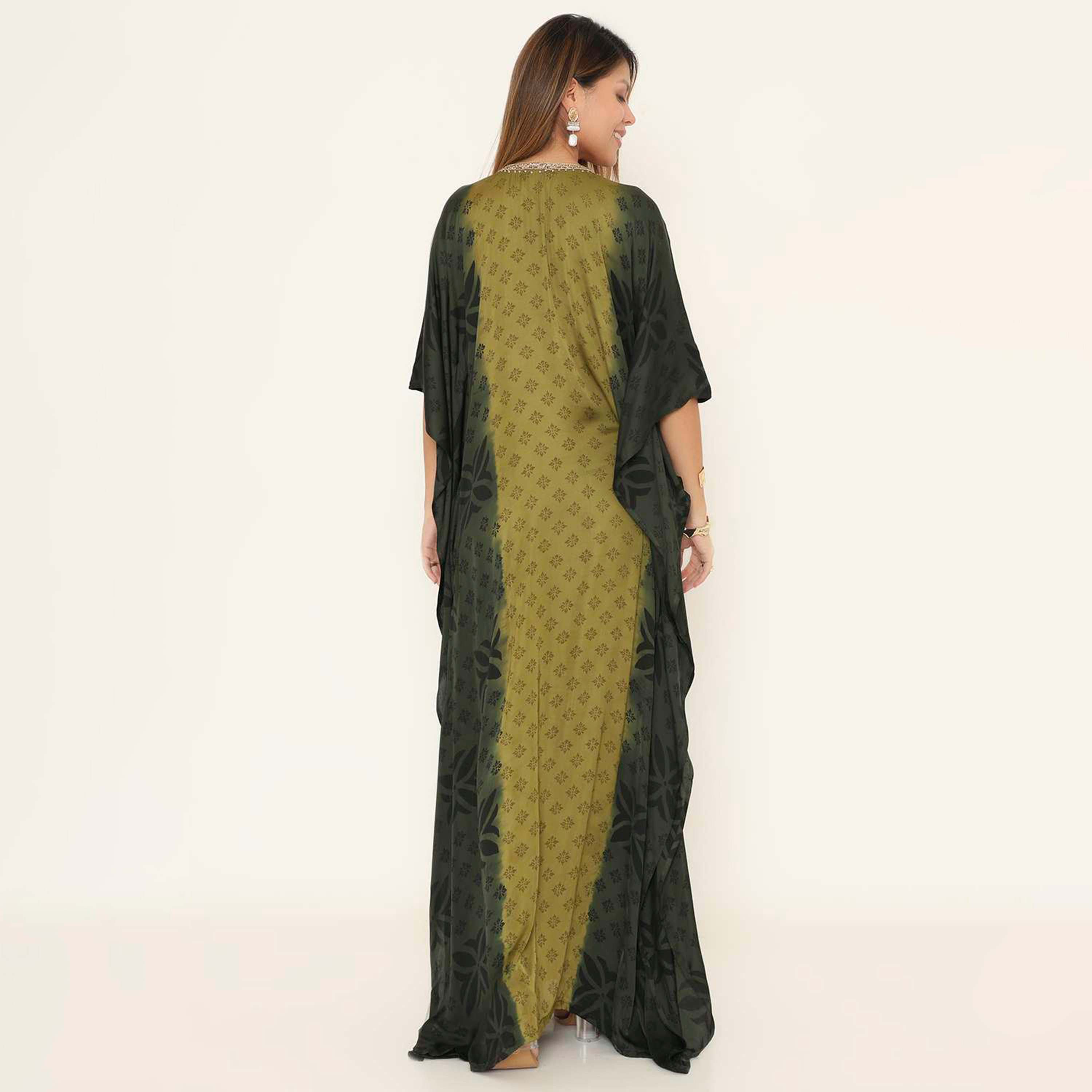 HanaandSara Multicolour Geometric Print Women's Evening Kaftan Style Jalabiya-women-clothing-dresses-image-5
