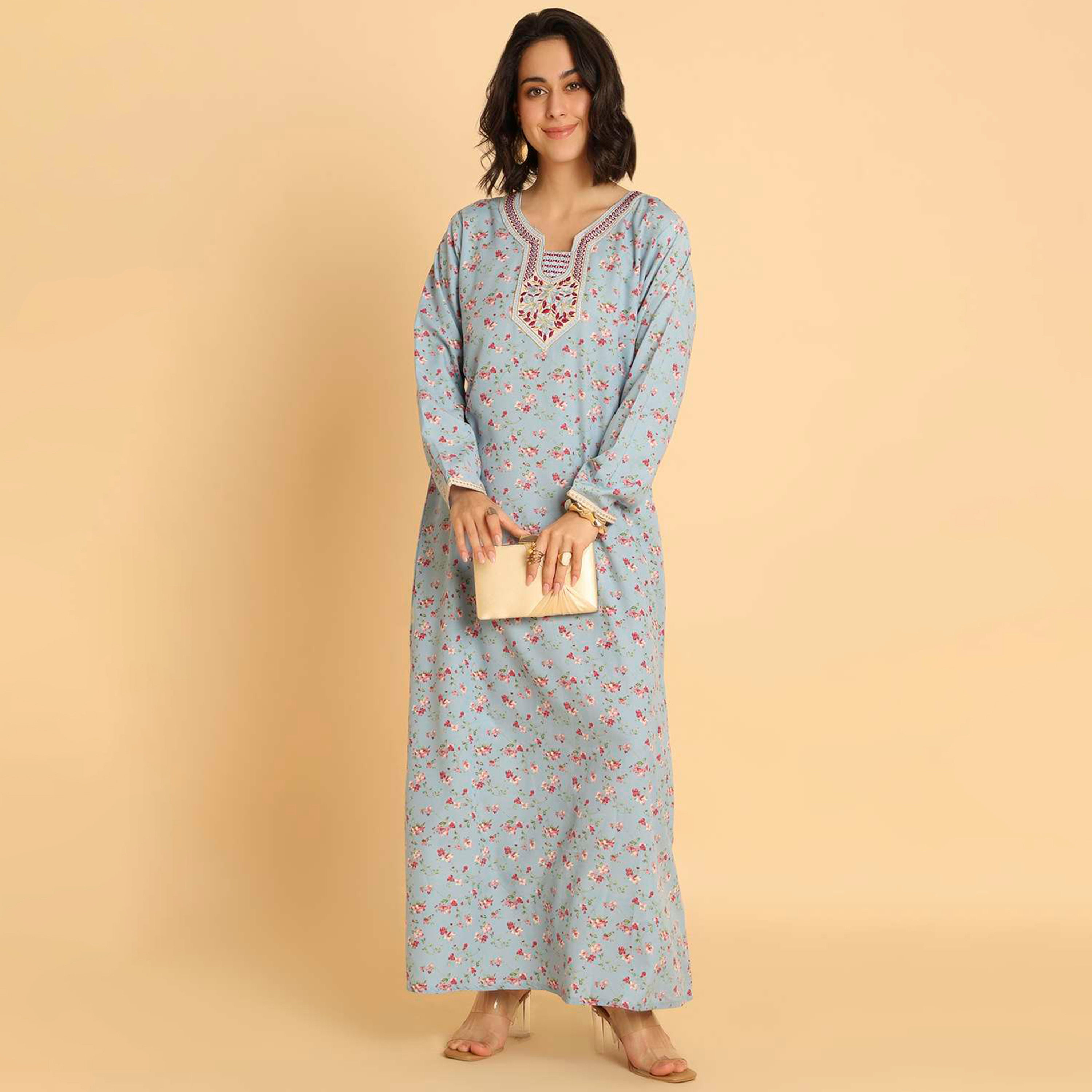 HanaandSara Floral Print Women's Casual Jalabiya-women-arabicclothing-jalabiyas-image-6