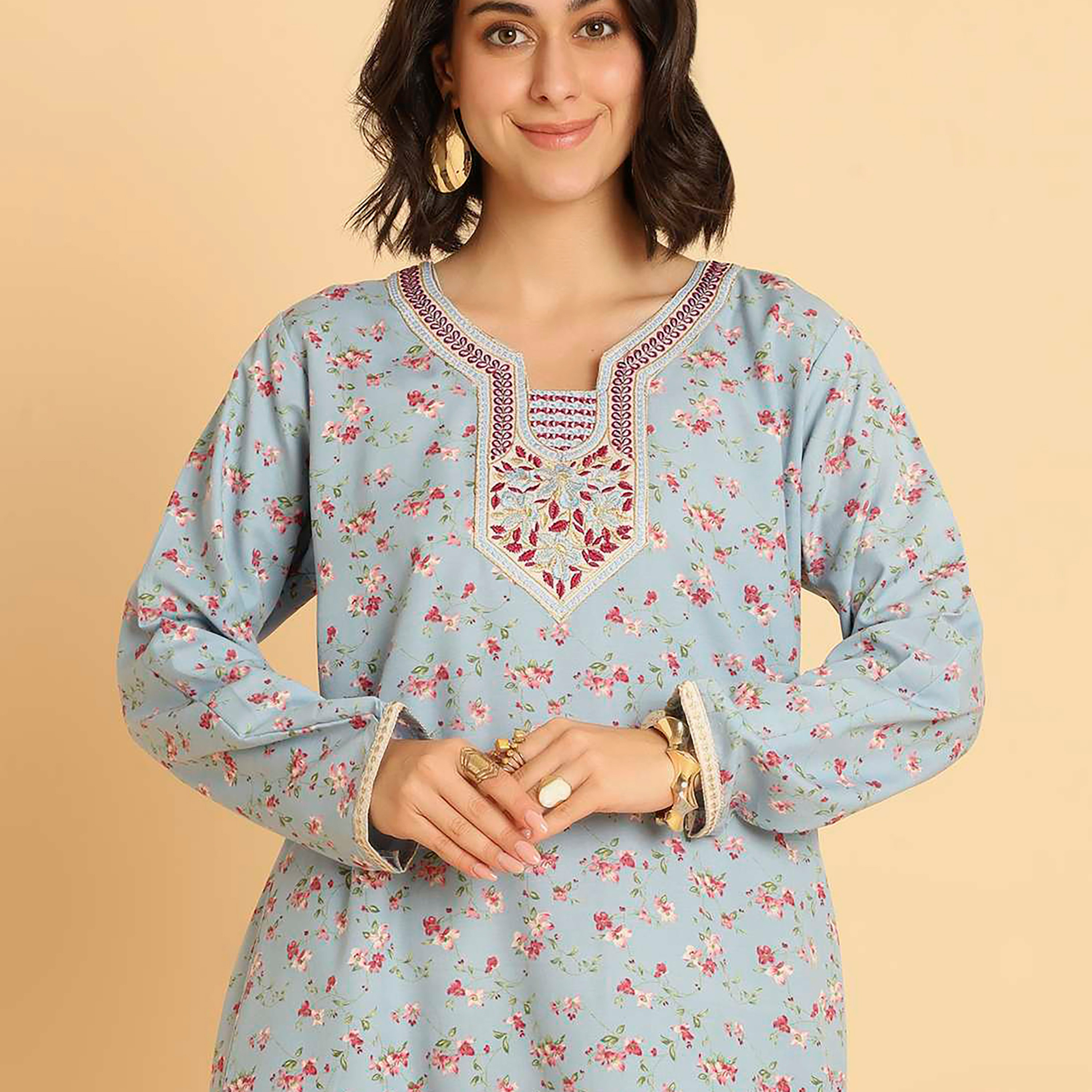HanaandSara Floral Print Women's Casual Jalabiya-women-arabicclothing-jalabiyas-image-7