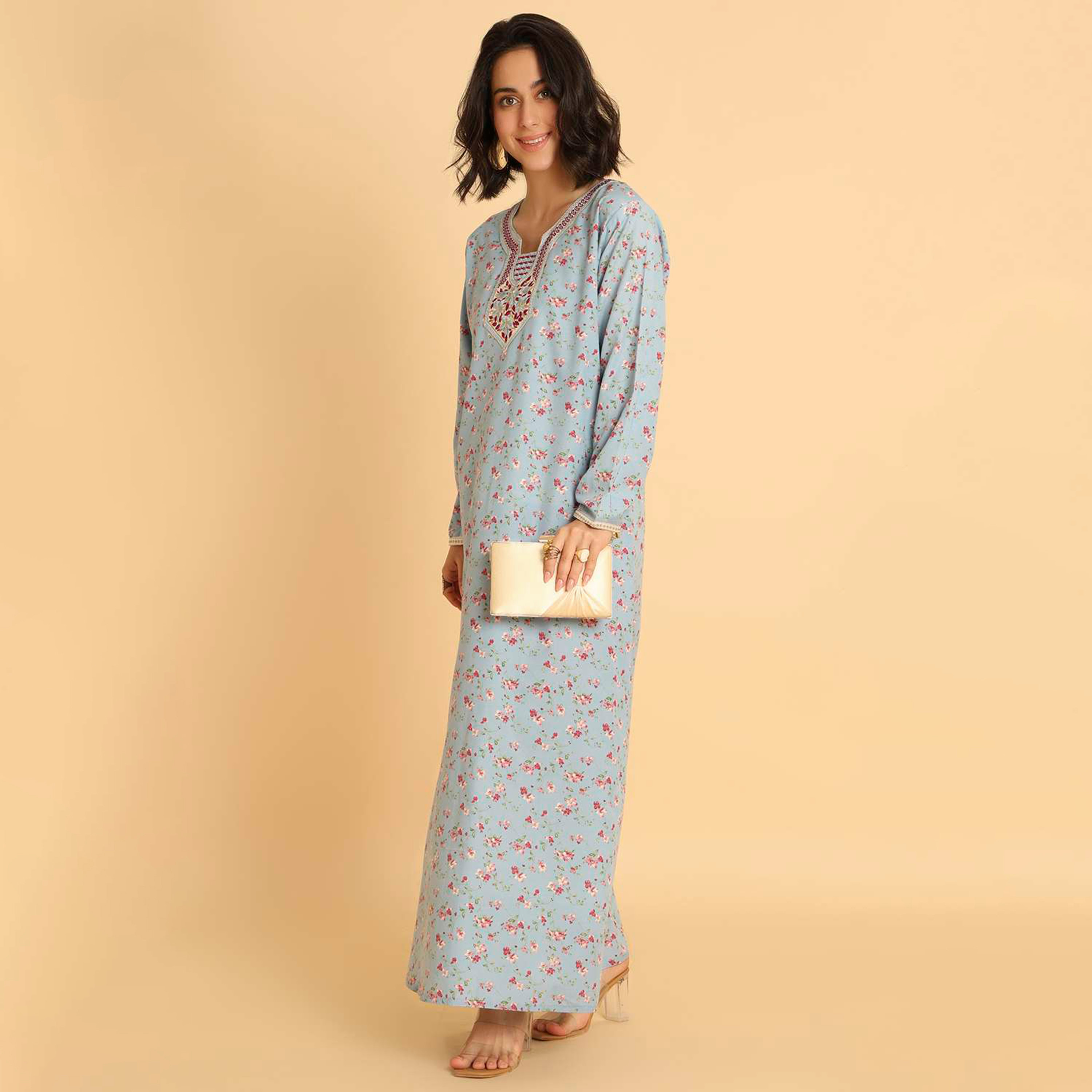 HanaandSara Floral Print Women's Casual Jalabiya-women-arabicclothing-jalabiyas-image-8