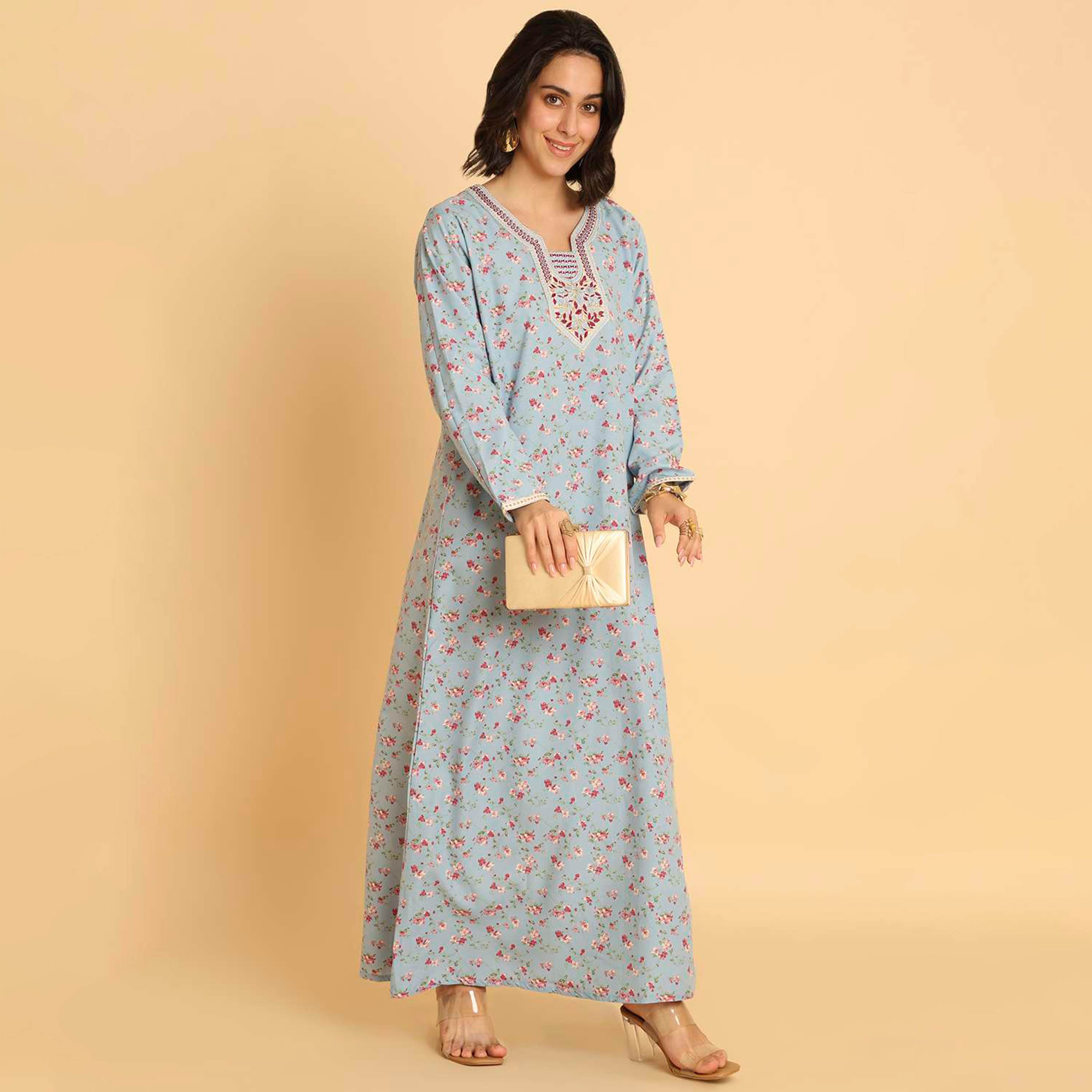 HanaandSara Floral Print Women's Casual Jalabiya-women-arabicclothing-jalabiyas-image-9
