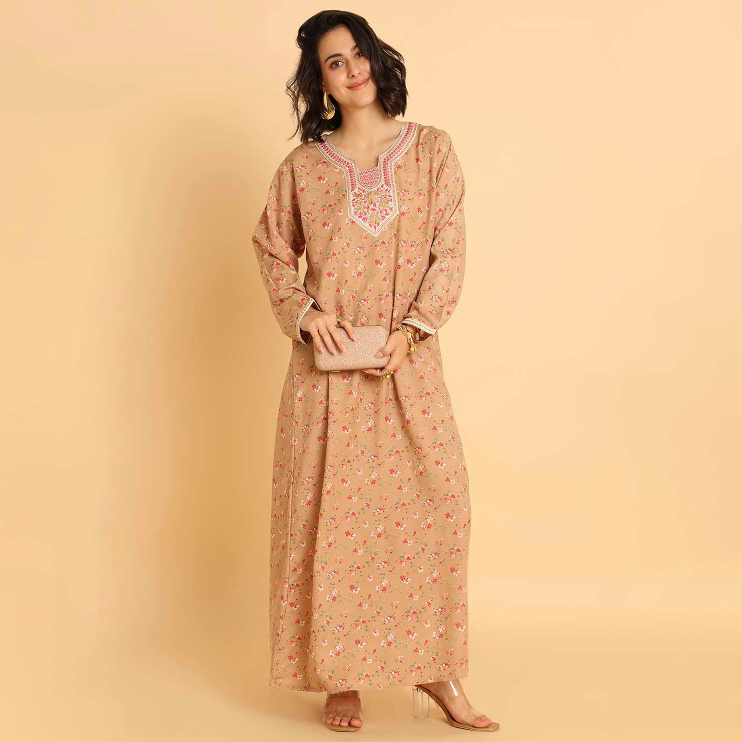 HanaandSara Floral Print Women's Casual Jalabiya-women-arabicclothing-jalabiyas-image-11