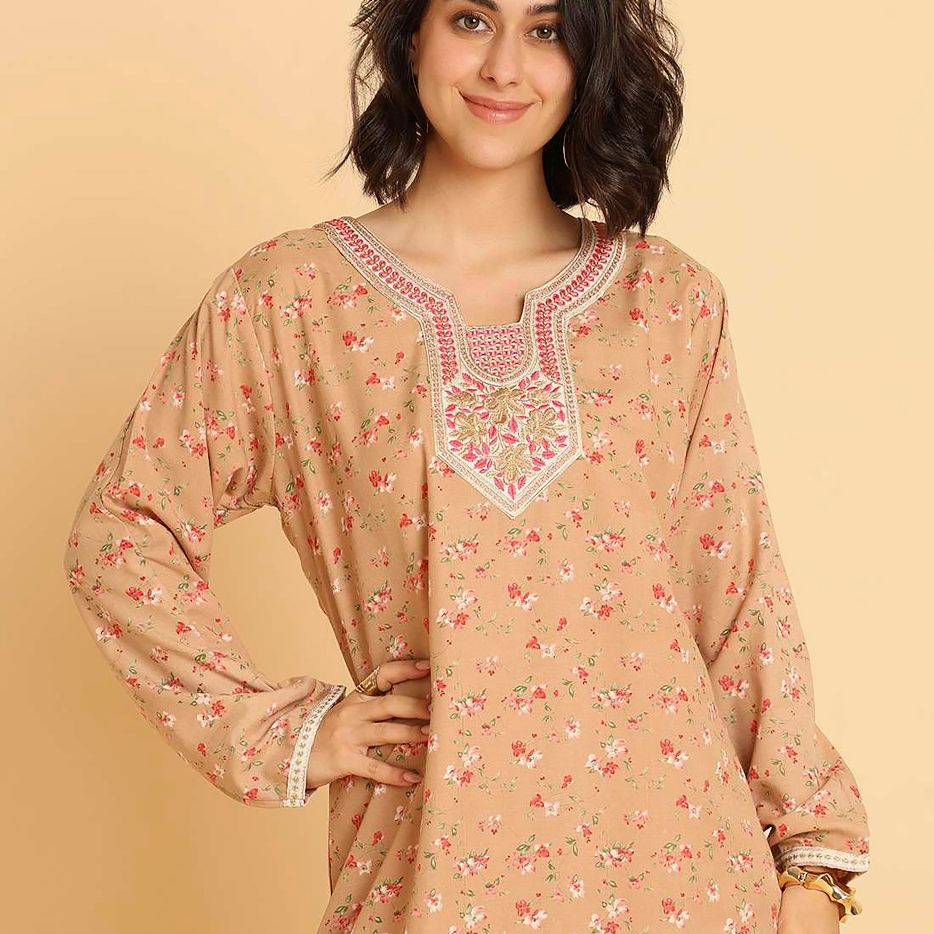 HanaandSara Floral Print Women's Casual Jalabiya-women-arabicclothing-jalabiyas-image-12