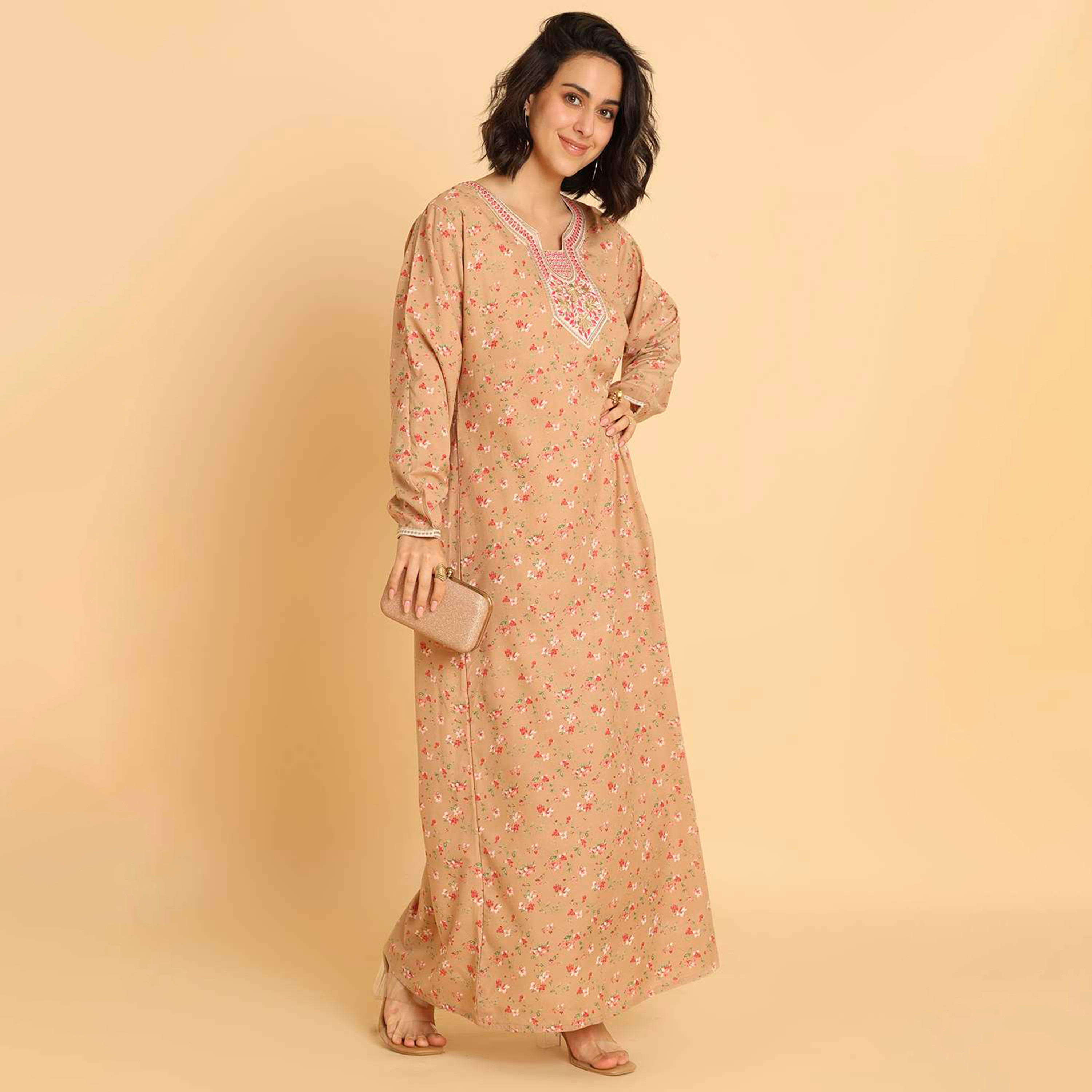 HanaandSara Floral Print Women's Casual Jalabiya-women-arabicclothing-jalabiyas-image-14
