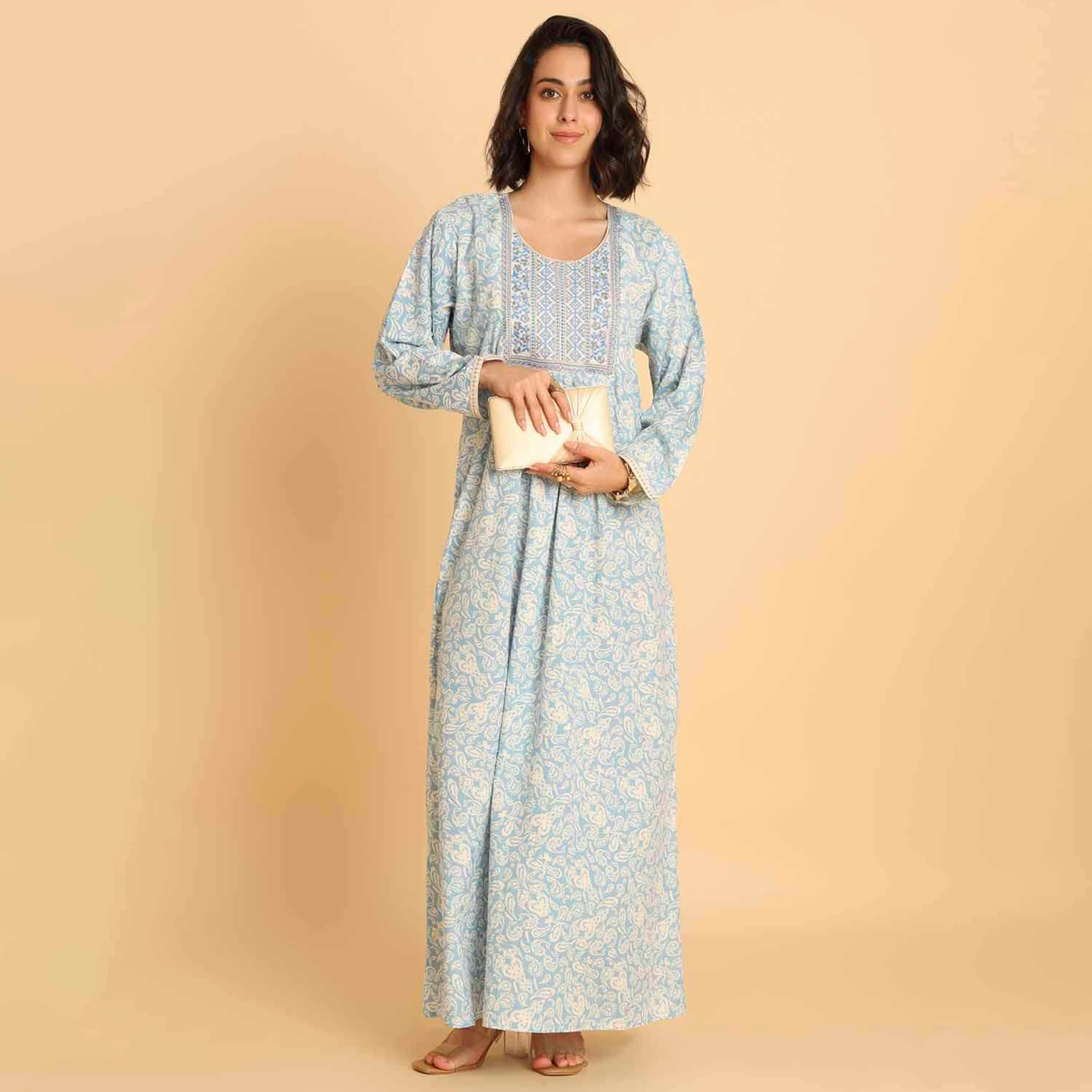HanaandSara Paisley Motifs Women's Casual Jalabiya-women-arabicclothing-jalabiyas-image-6