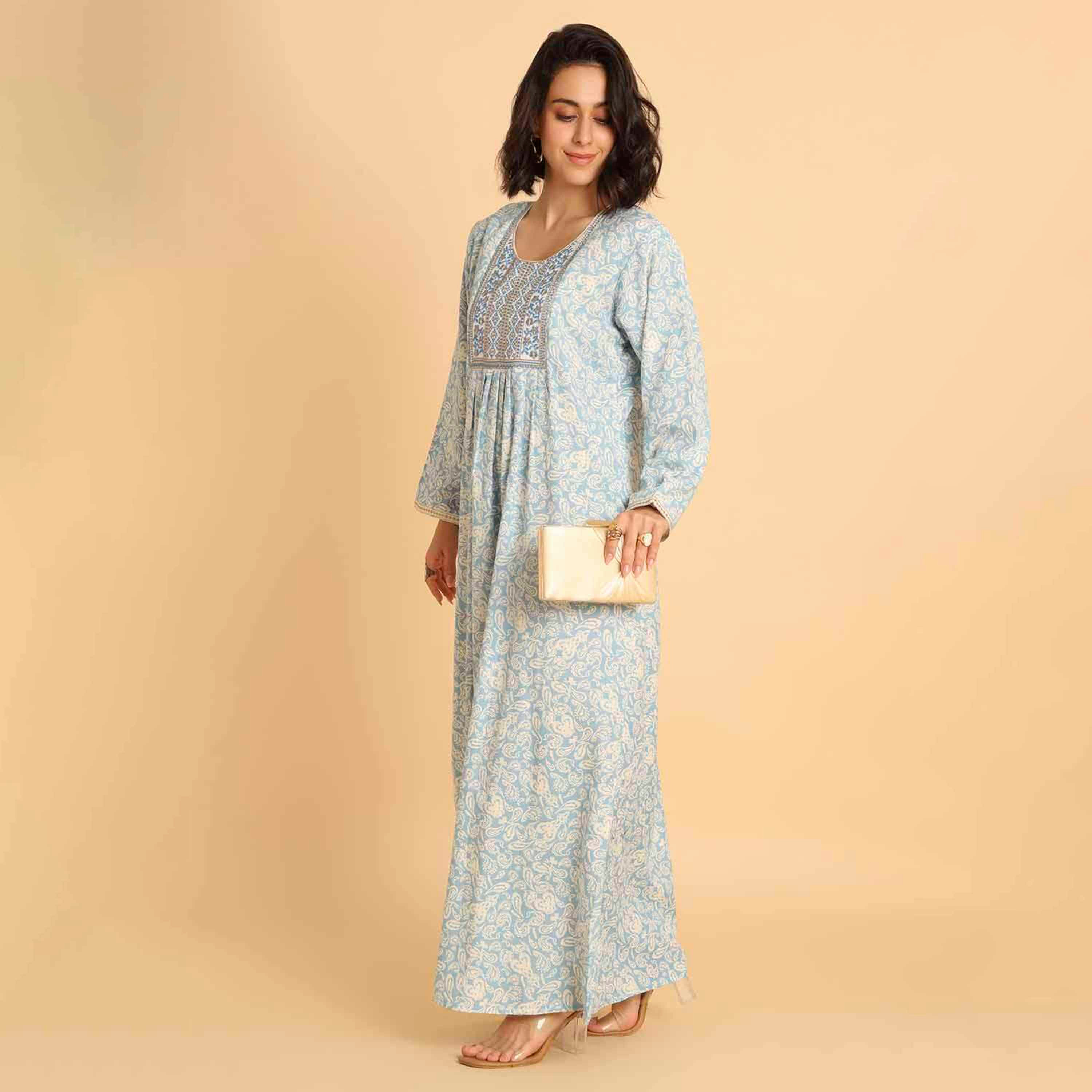 HanaandSara Paisley Motifs Women's Casual Jalabiya-women-arabicclothing-jalabiyas-image-8