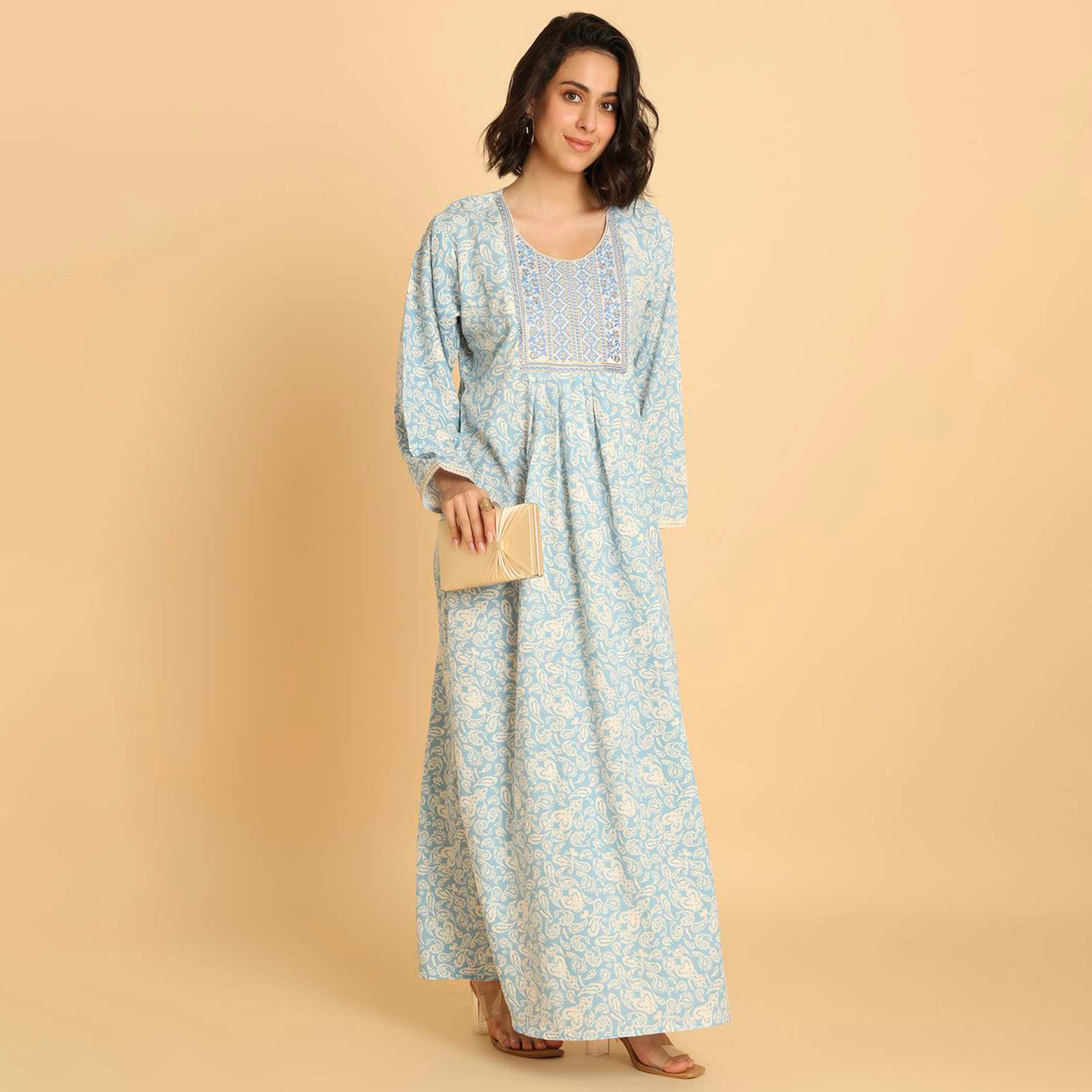 HanaandSara Paisley Motifs Women's Casual Jalabiya-women-arabicclothing-jalabiyas-image-9