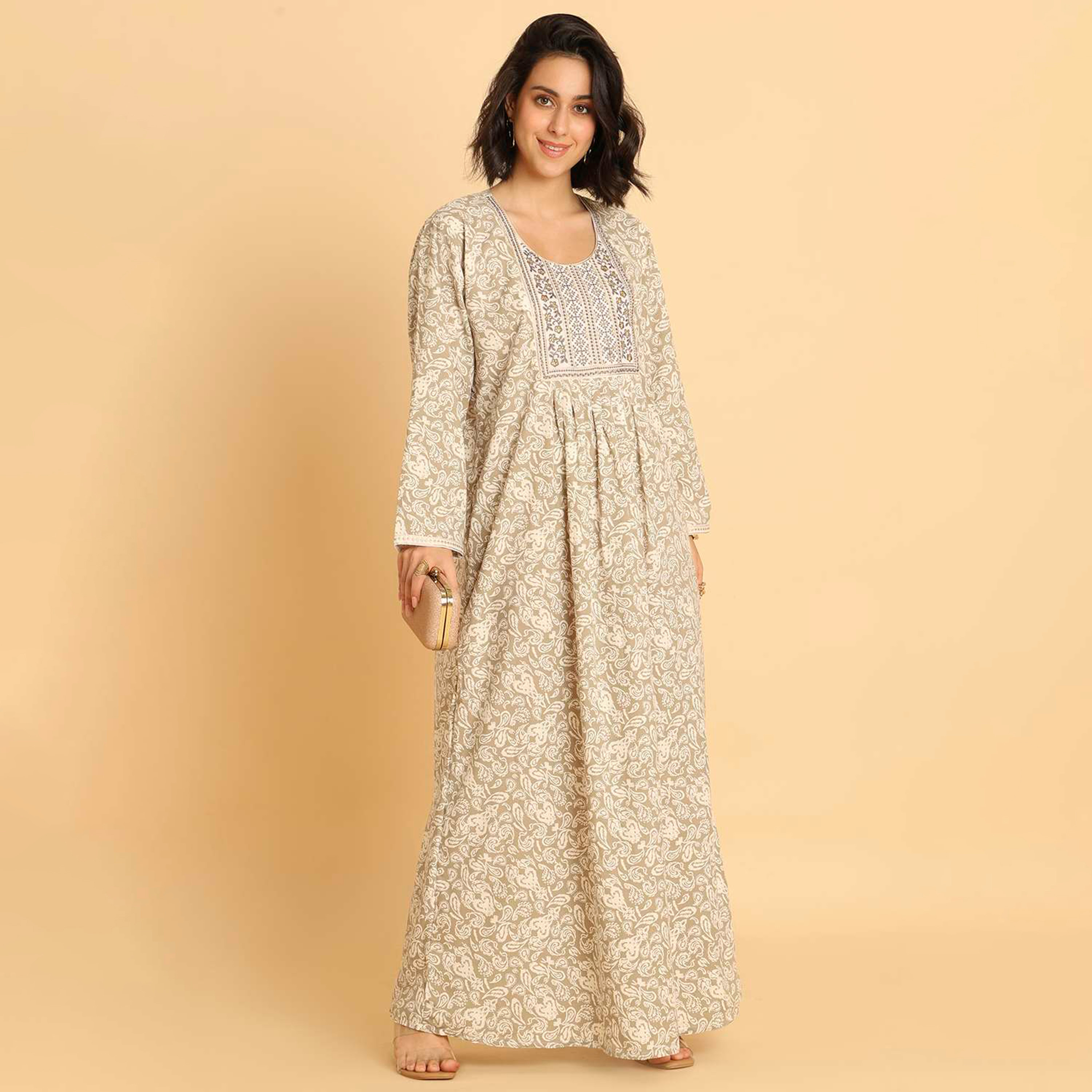 HanaandSara Paisley Motifs Women's Casual Jalabiya-women-arabicclothing-jalabiyas-image-11