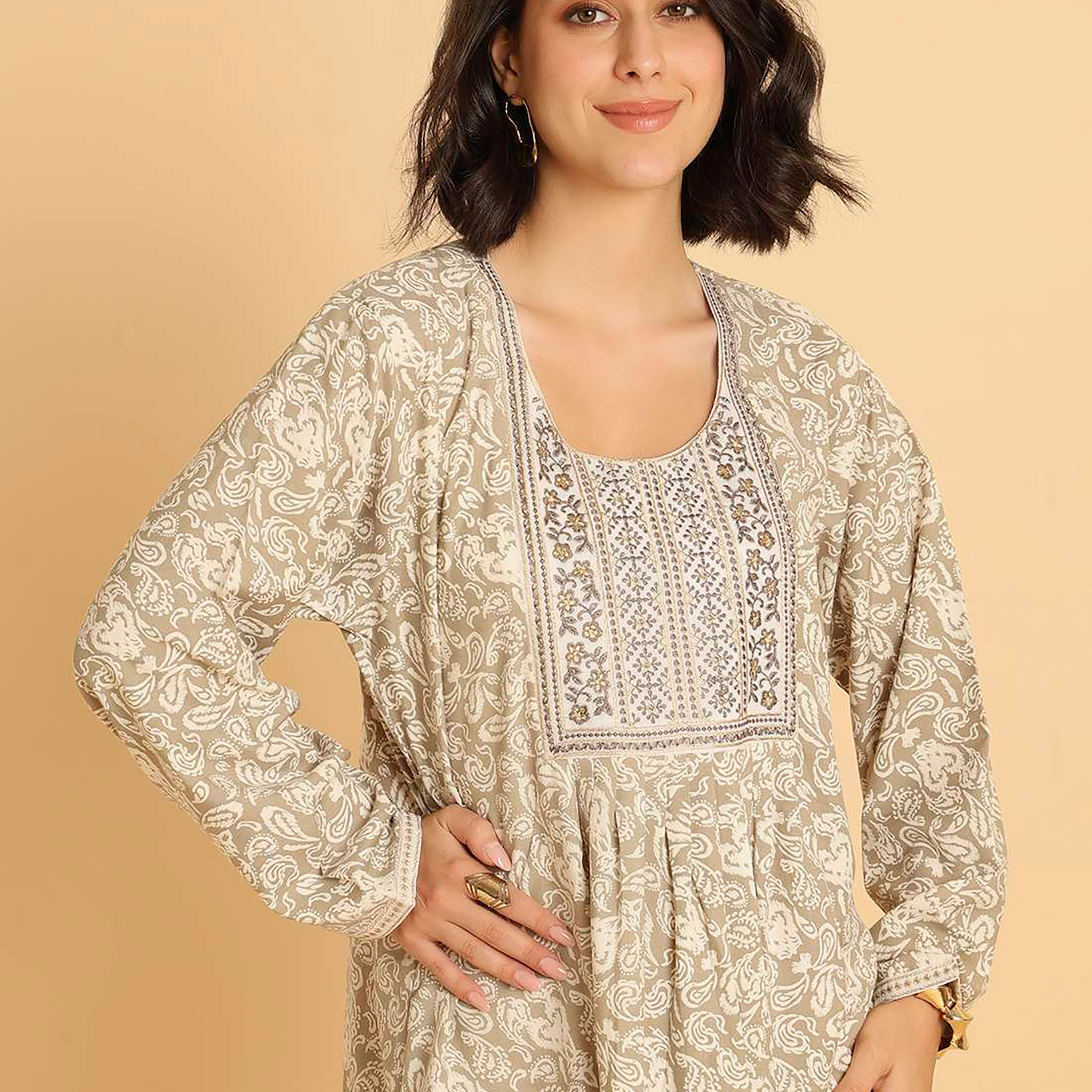 HanaandSara Paisley Motifs Women's Casual Jalabiya-women-arabicclothing-jalabiyas-image-12
