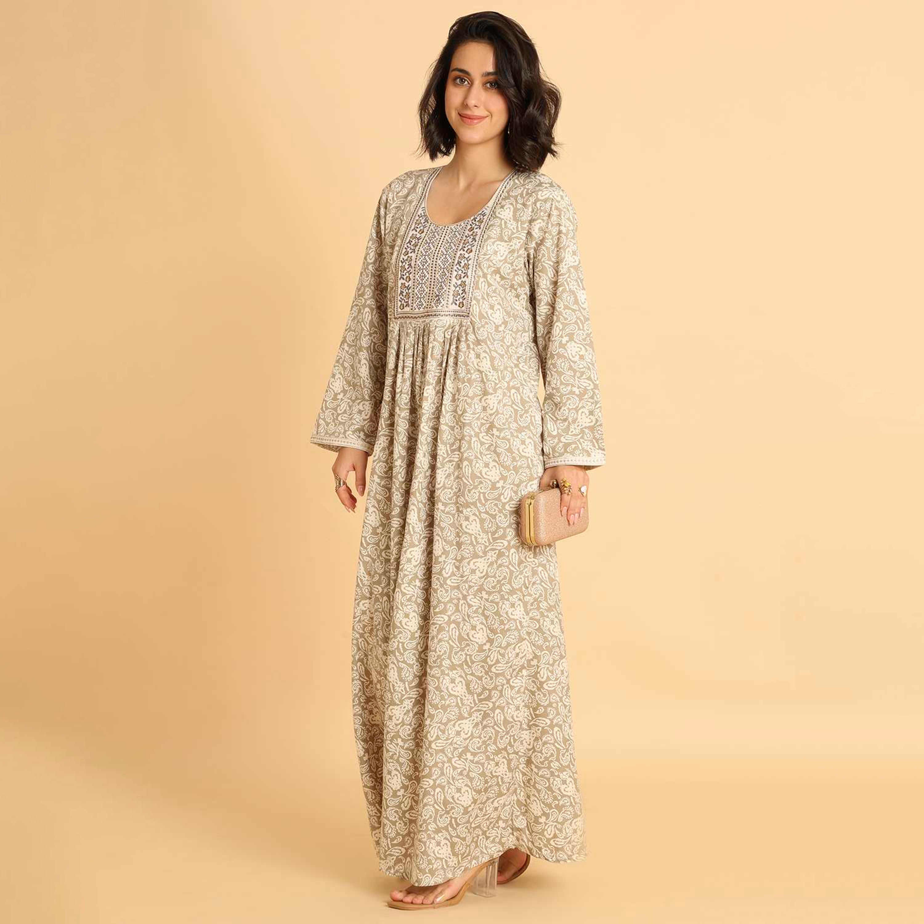 HanaandSara Paisley Motifs Women's Casual Jalabiya-women-arabicclothing-jalabiyas-image-13