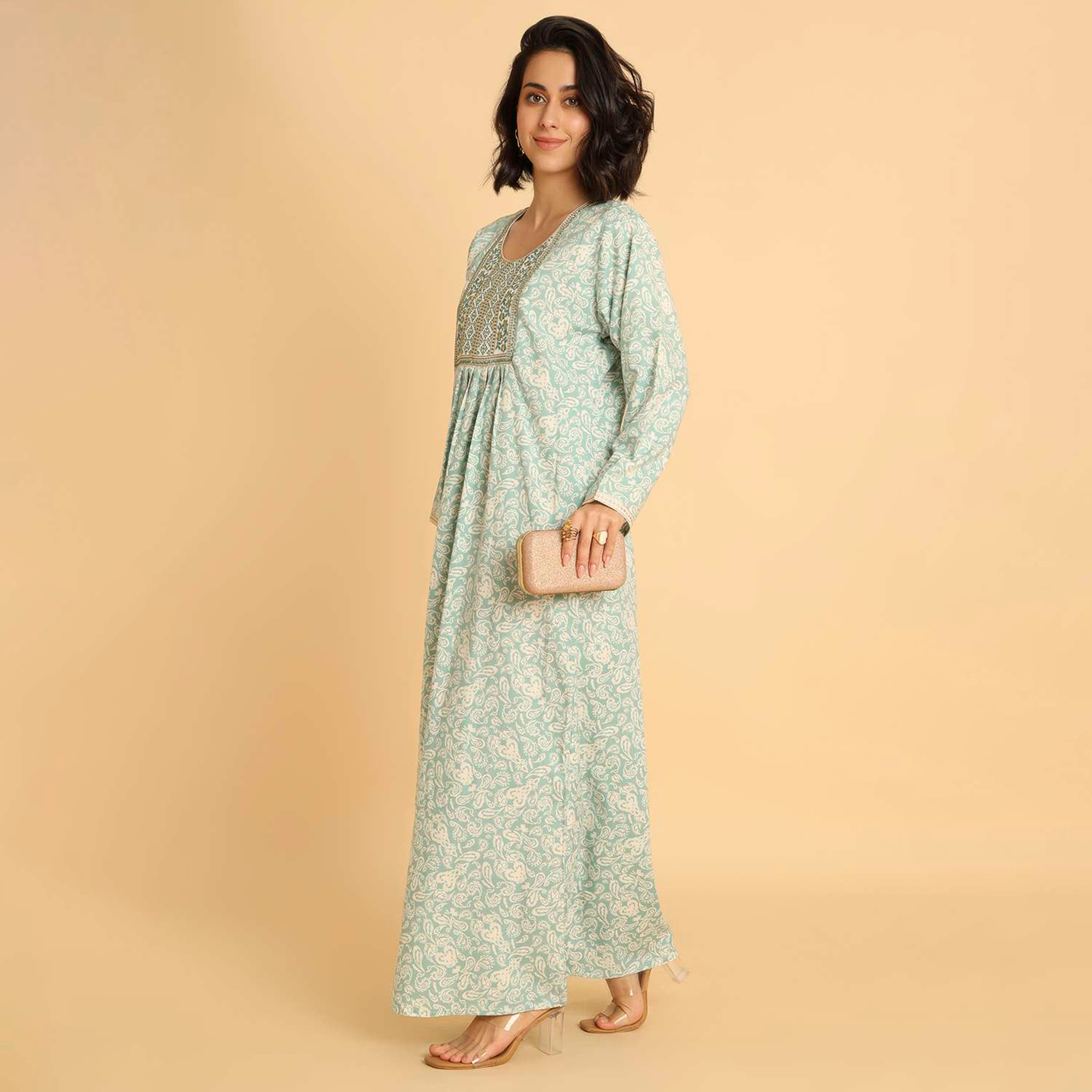 جلابية نسائية كاجوال بنقوش البيزلي من هنا اند سارة.-women-arabicclothing-jalabiyas-image-3