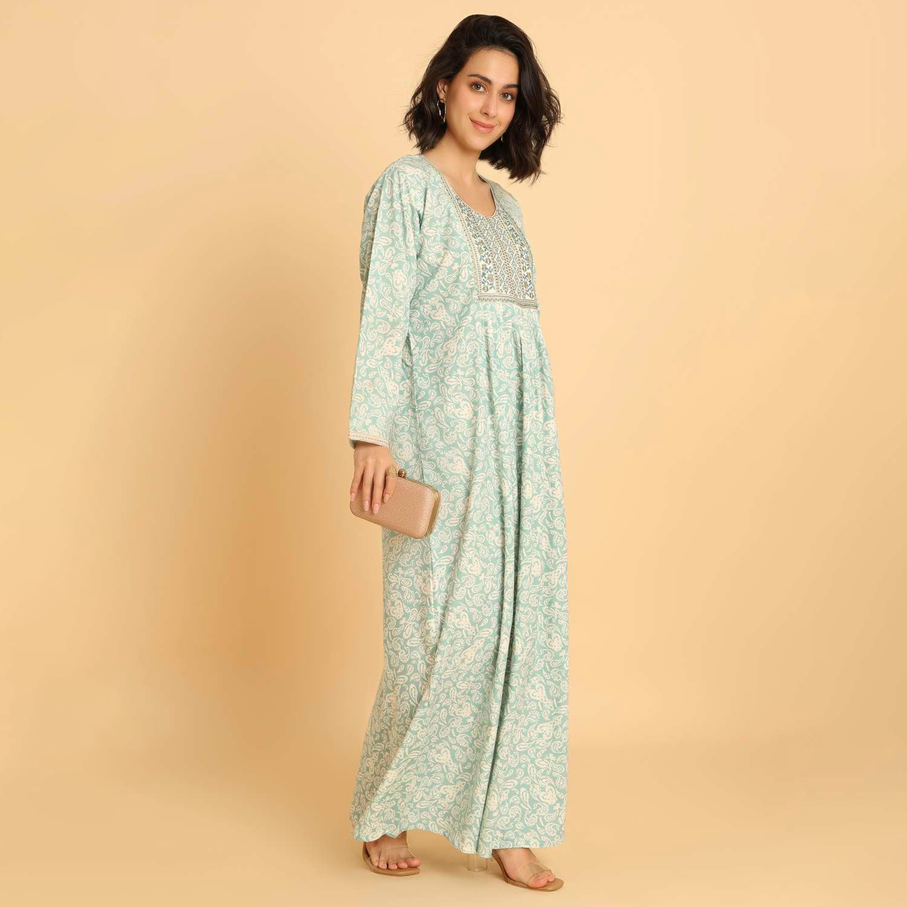 جلابية نسائية كاجوال بنقوش البيزلي من هنا اند سارة.-women-arabicclothing-jalabiyas-image-4