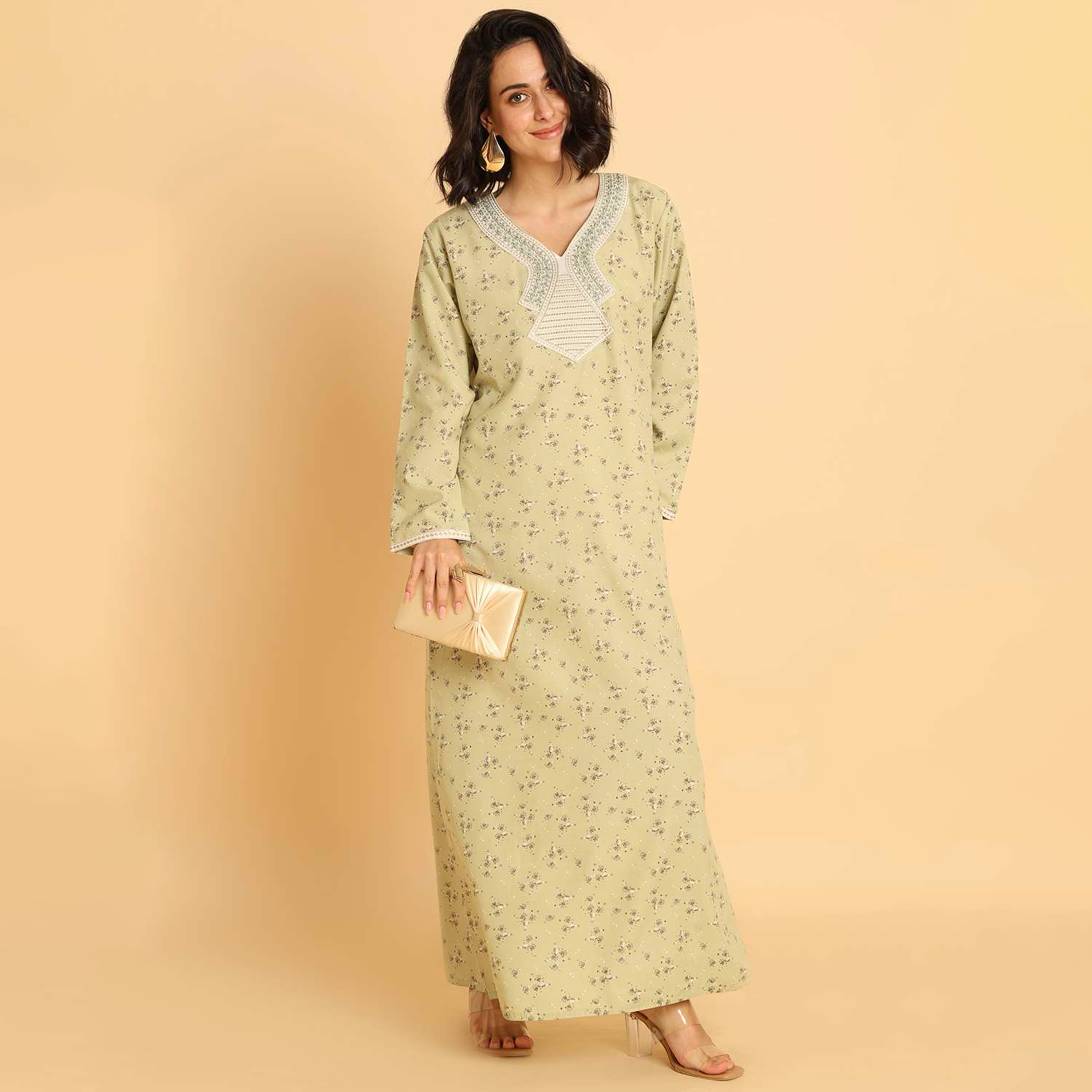 HanaandSara Floral Print Women's Casual Jalabiya-women-arabicclothing-jalabiyas-image-1