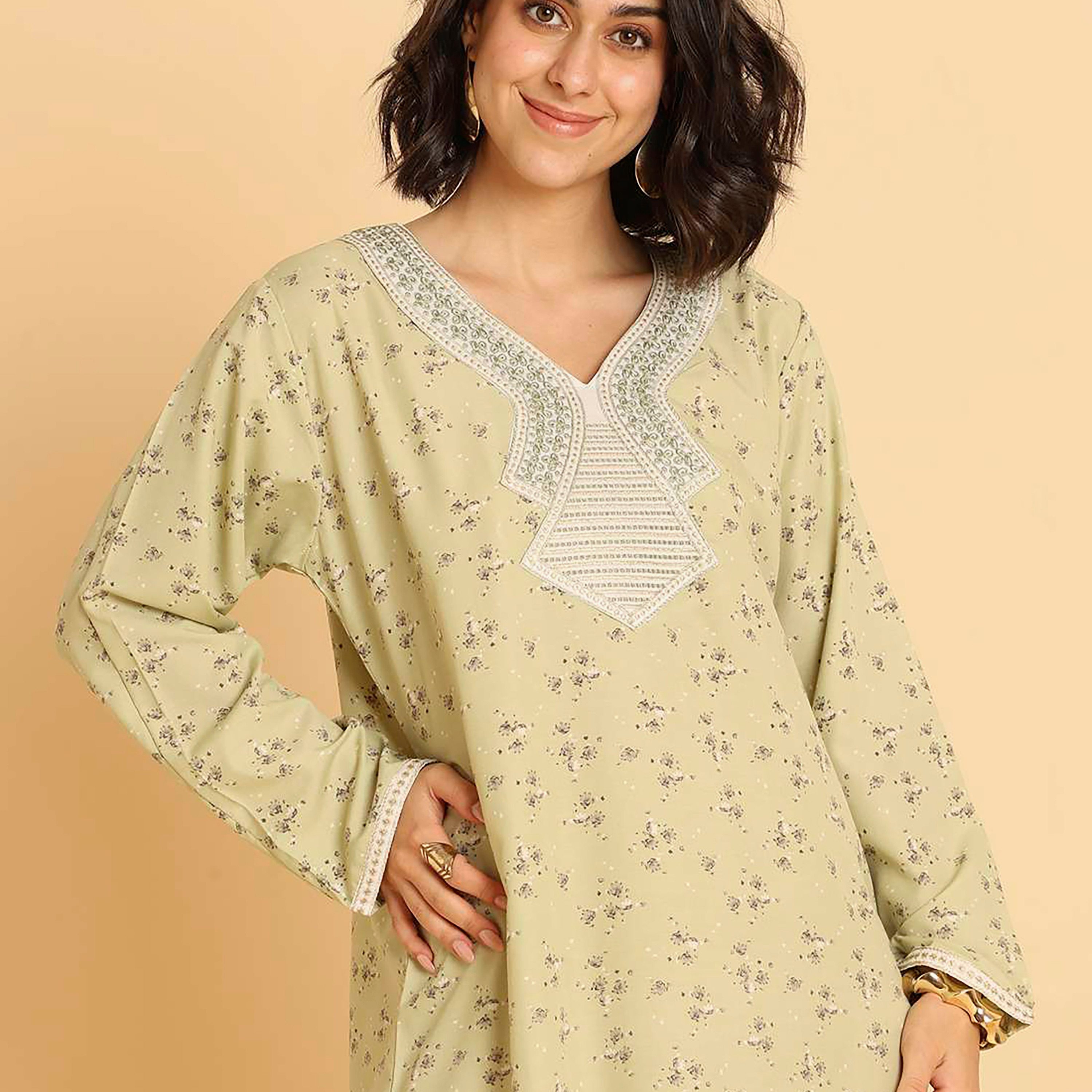 HanaandSara Floral Print Women's Casual Jalabiya-women-arabicclothing-jalabiyas-image-2