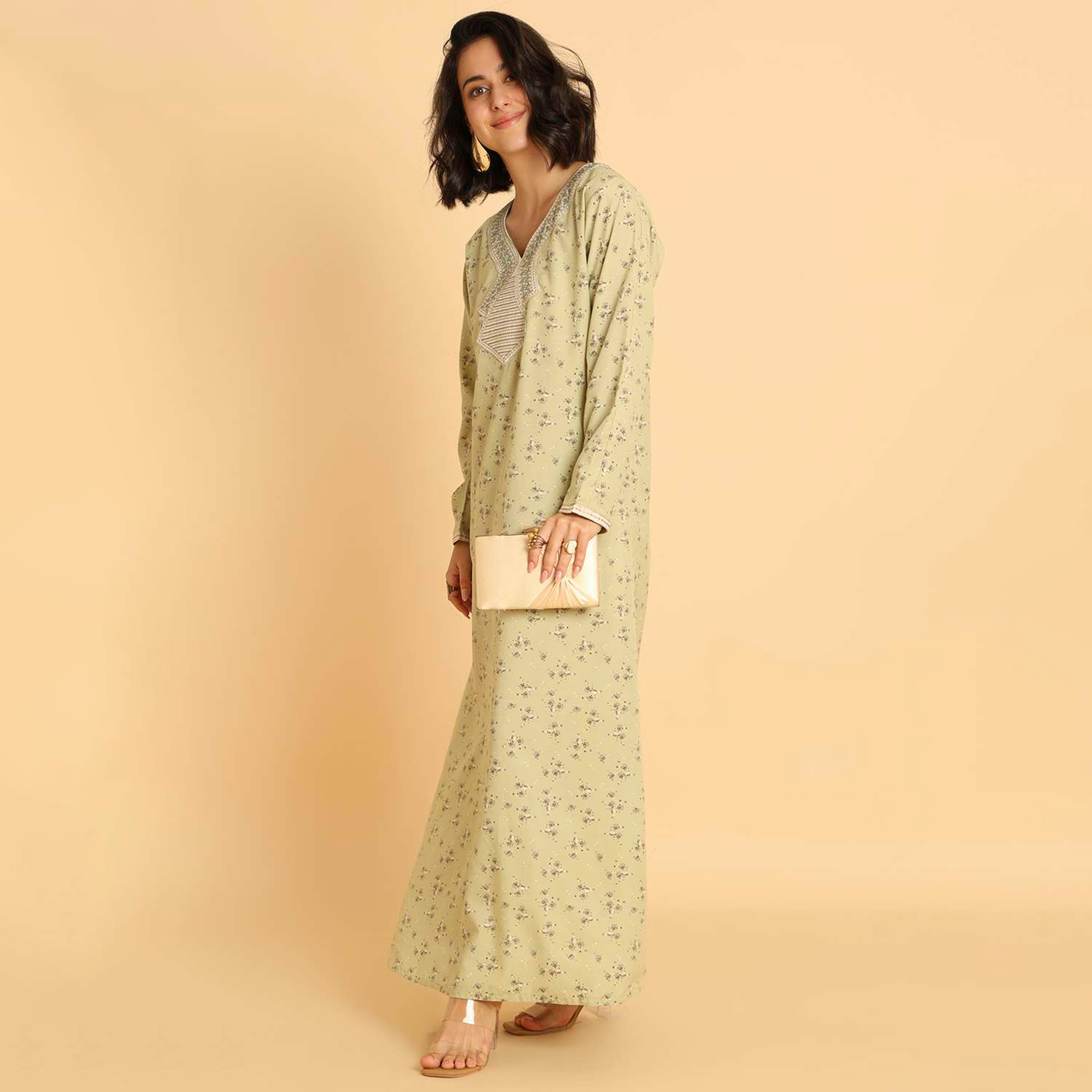 جلابية نسائية كاجوال بطبعة زهور من هنا اند سارة.-women-arabicclothing-jalabiyas-image-3