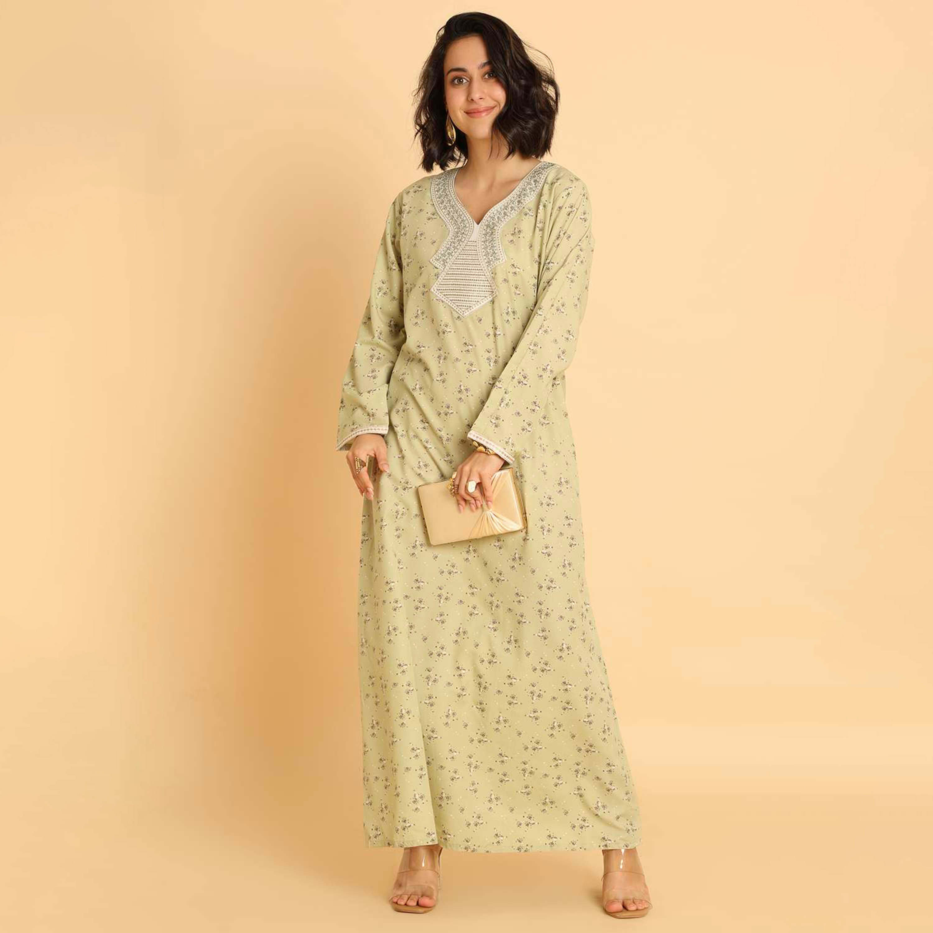 HanaandSara Floral Print Women's Casual Jalabiya-women-arabicclothing-jalabiyas-image-4