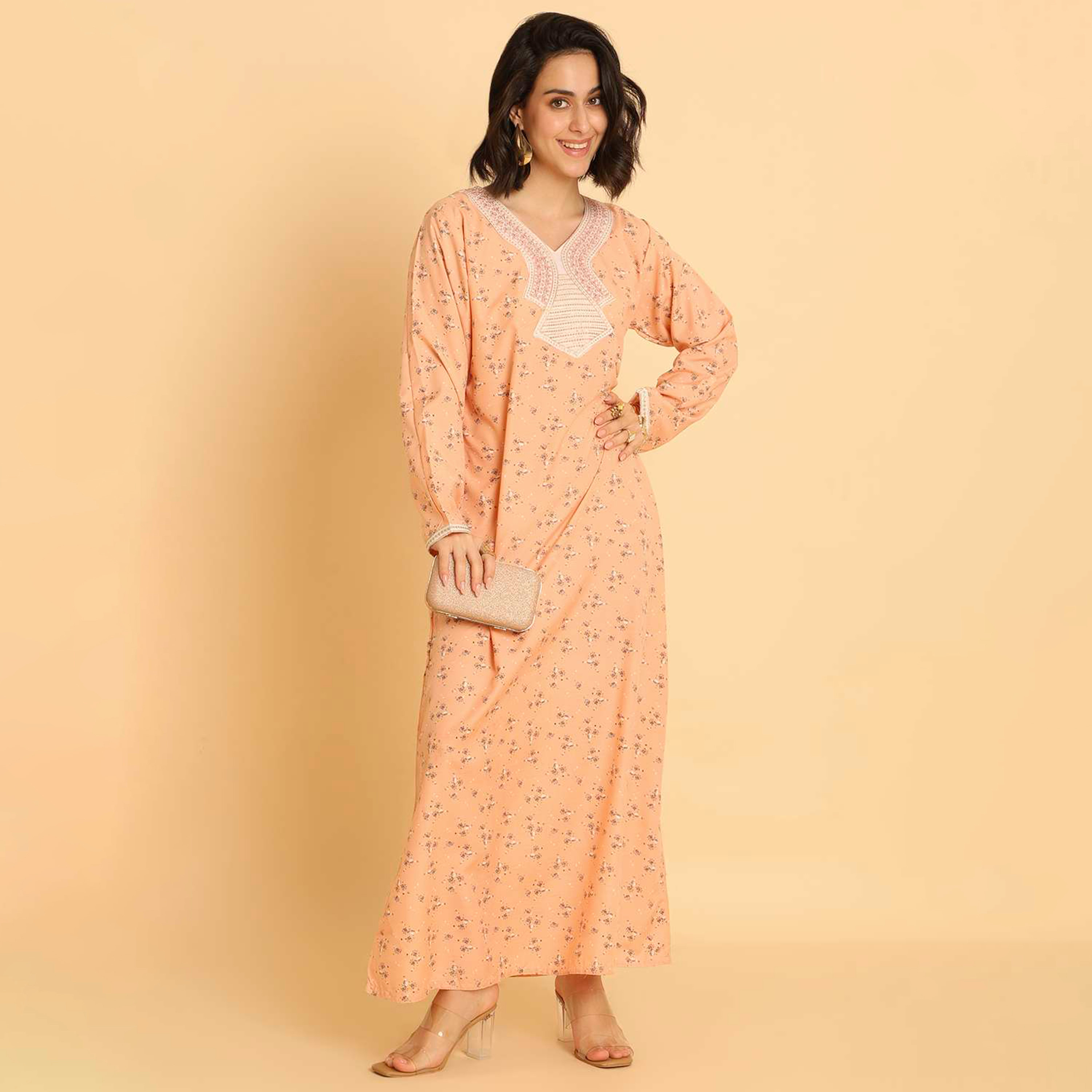 HanaandSara Floral Print Women's Casual Jalabiya-women-arabicclothing-jalabiyas-image-6