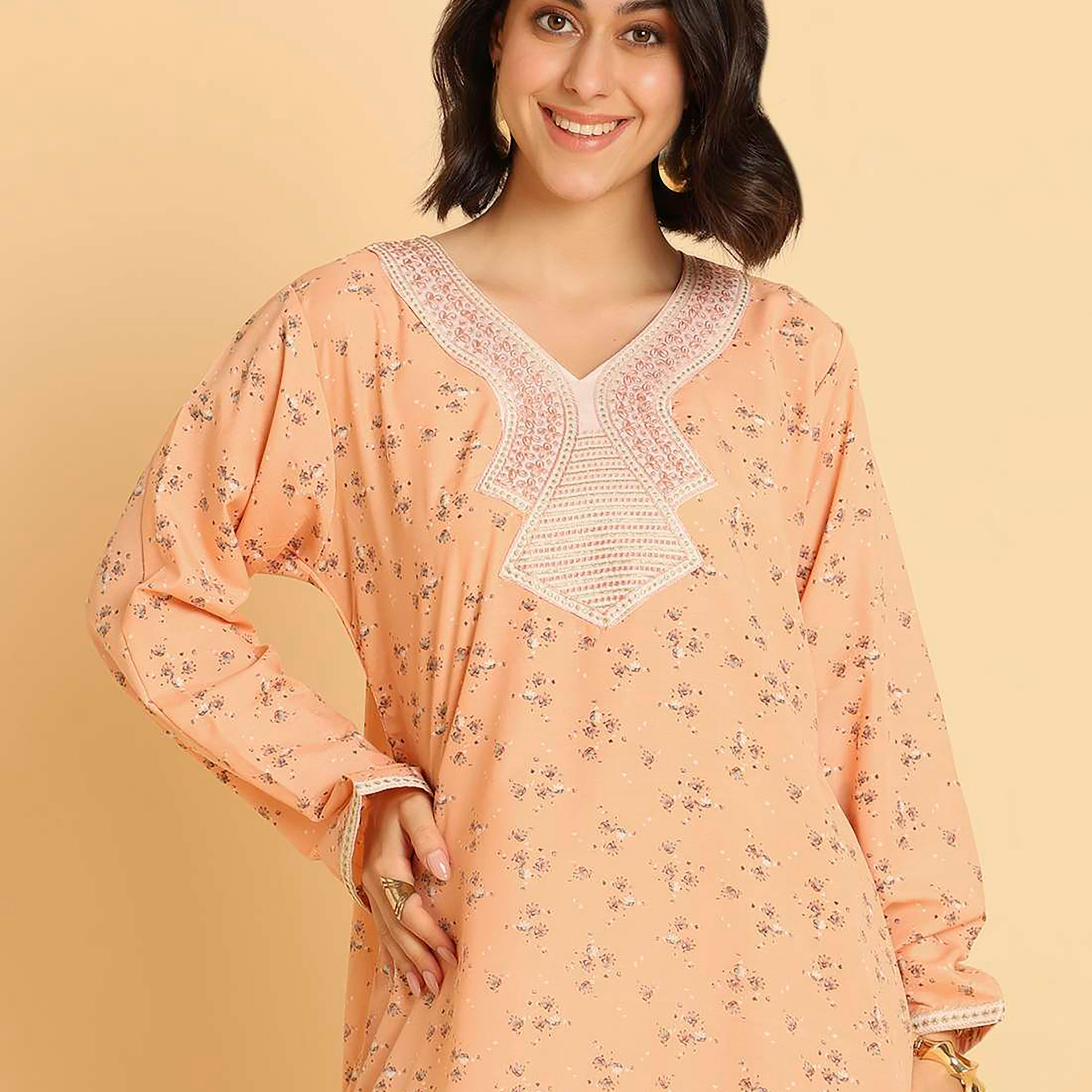 HanaandSara Floral Print Women's Casual Jalabiya-women-arabicclothing-jalabiyas-image-7