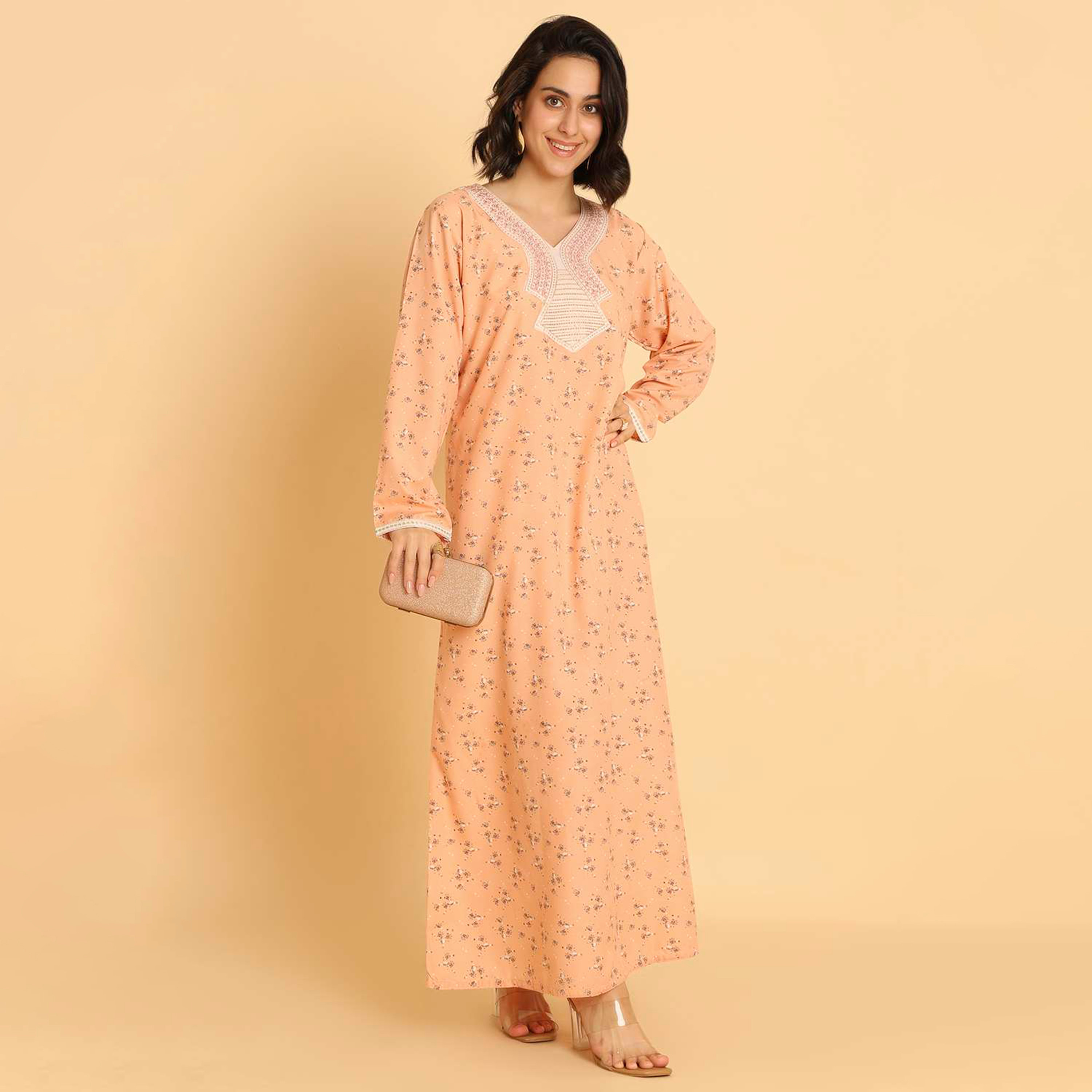 HanaandSara Floral Print Women's Casual Jalabiya-women-arabicclothing-jalabiyas-image-9