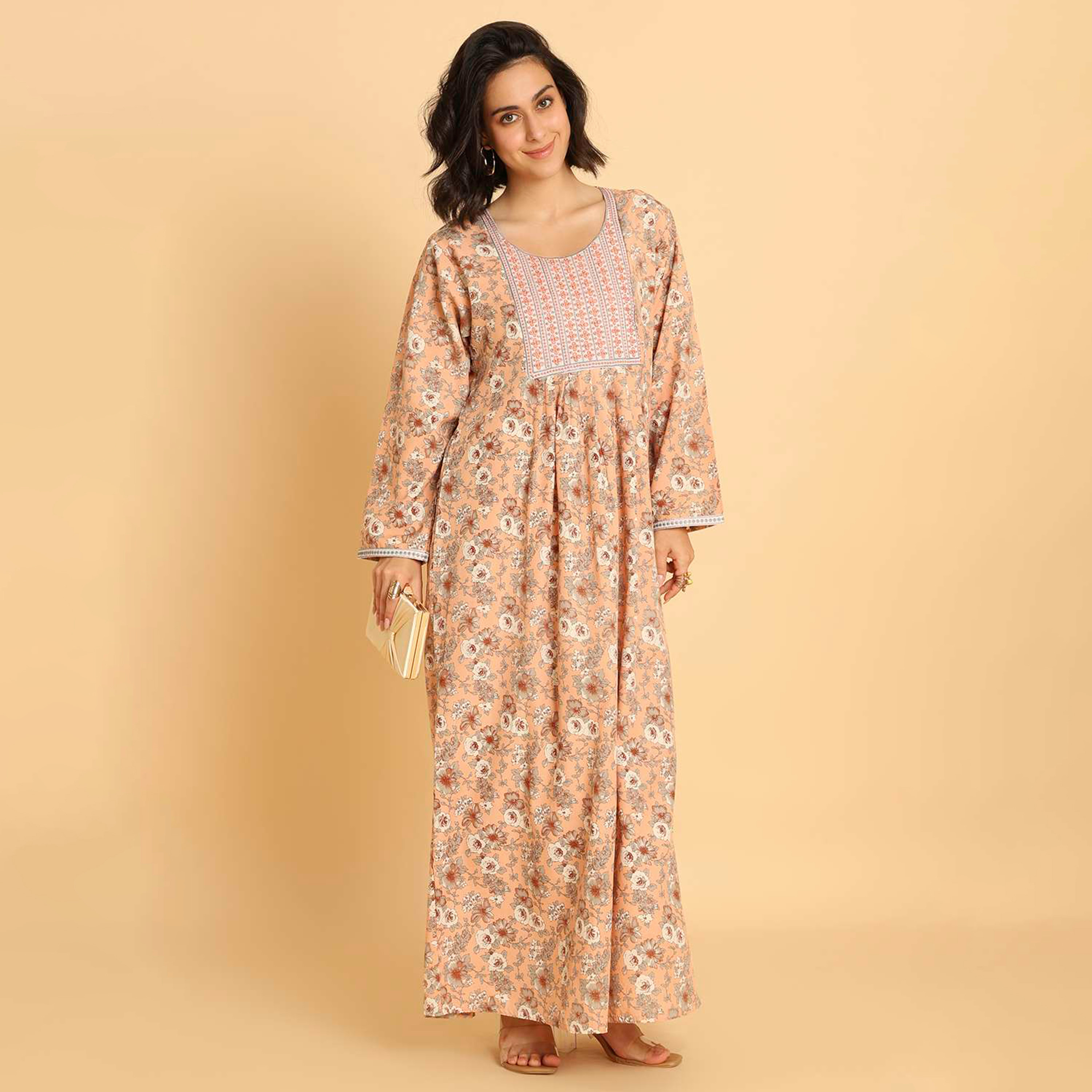 HanaandSara Floral Print Women's Casual Jalabiya-women-arabicclothing-jalabiyas-image-6