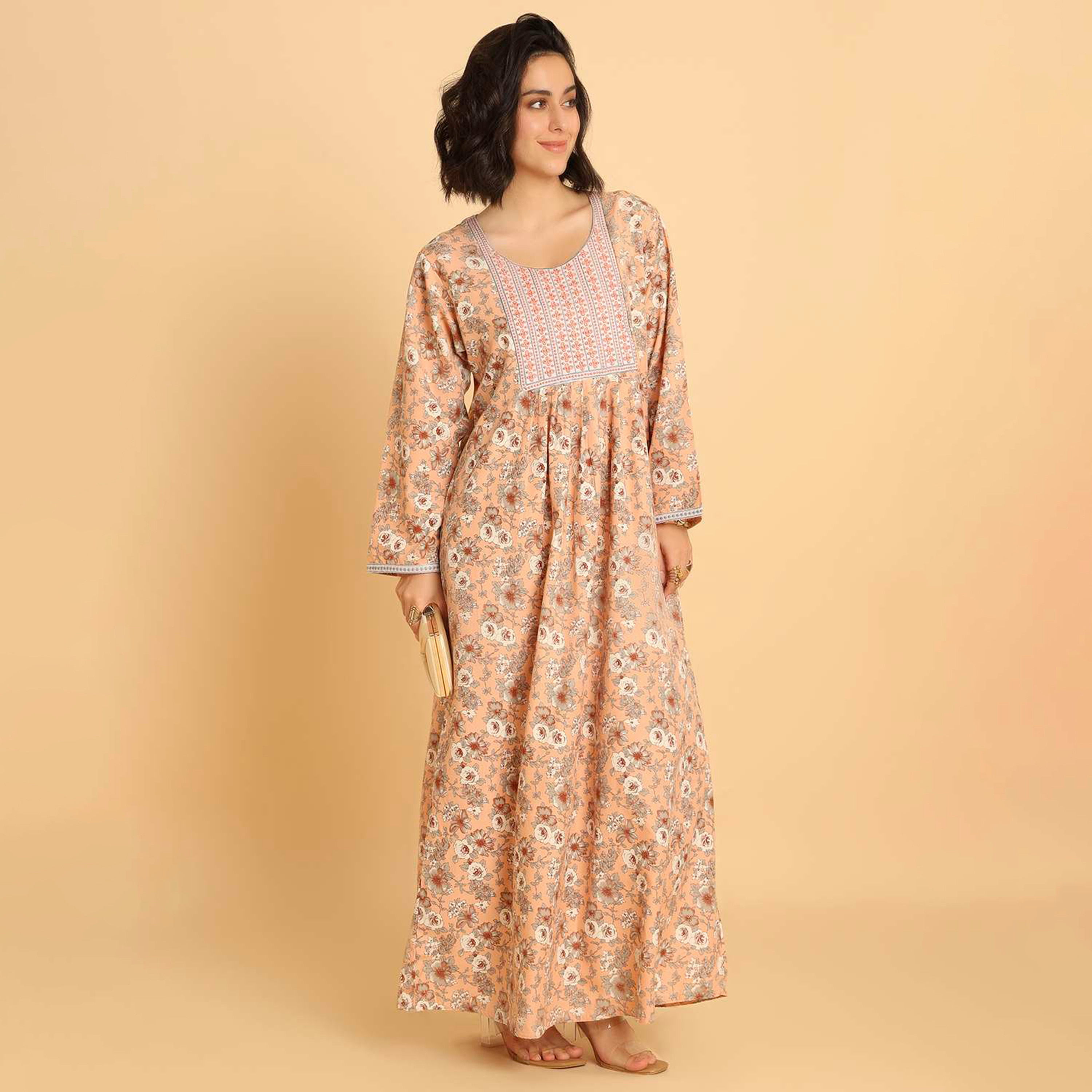 HanaandSara Floral Print Women's Casual Jalabiya-women-arabicclothing-jalabiyas-image-9