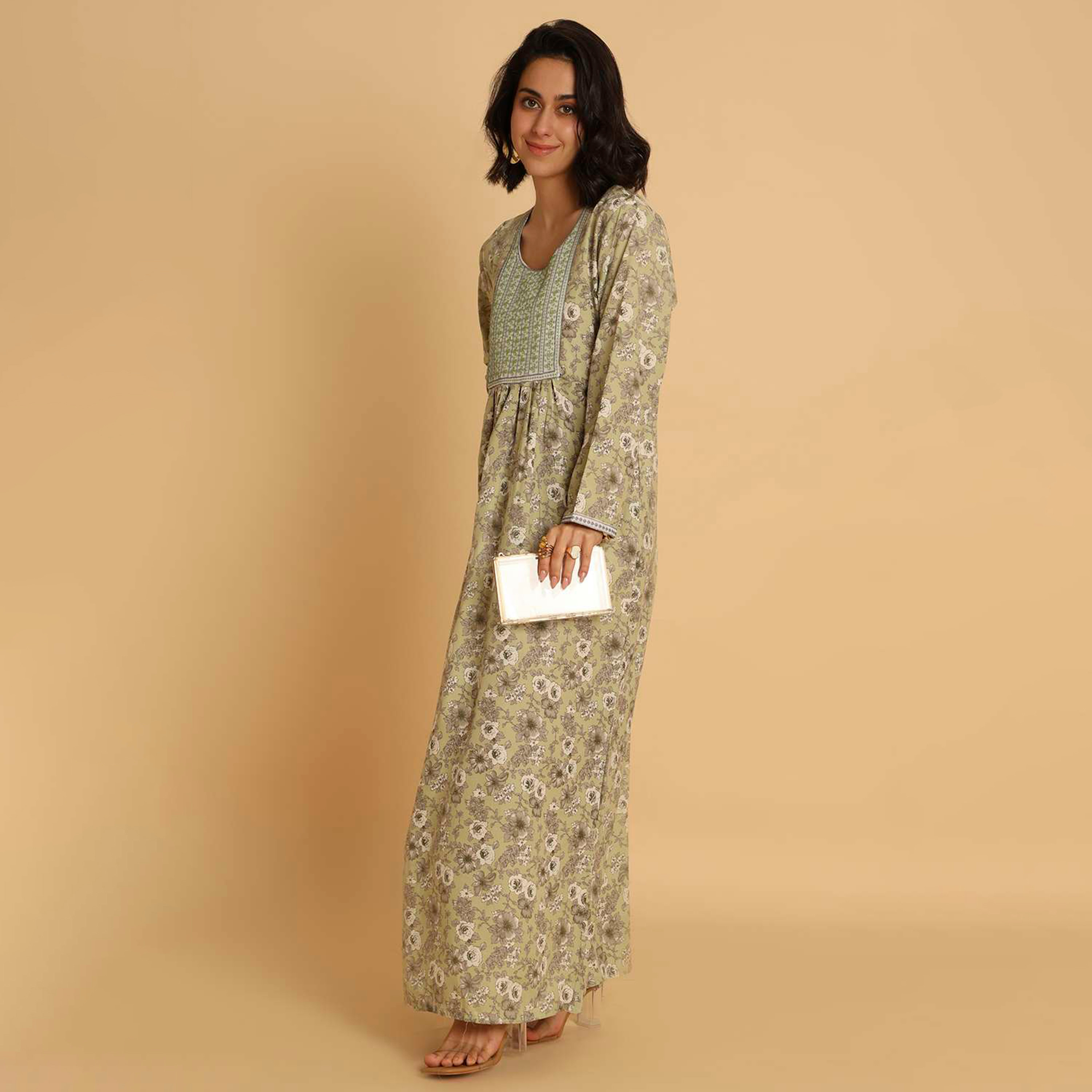 HanaandSara Floral Print Women's Casual Jalabiya-women-arabicclothing-jalabiyas-image-3