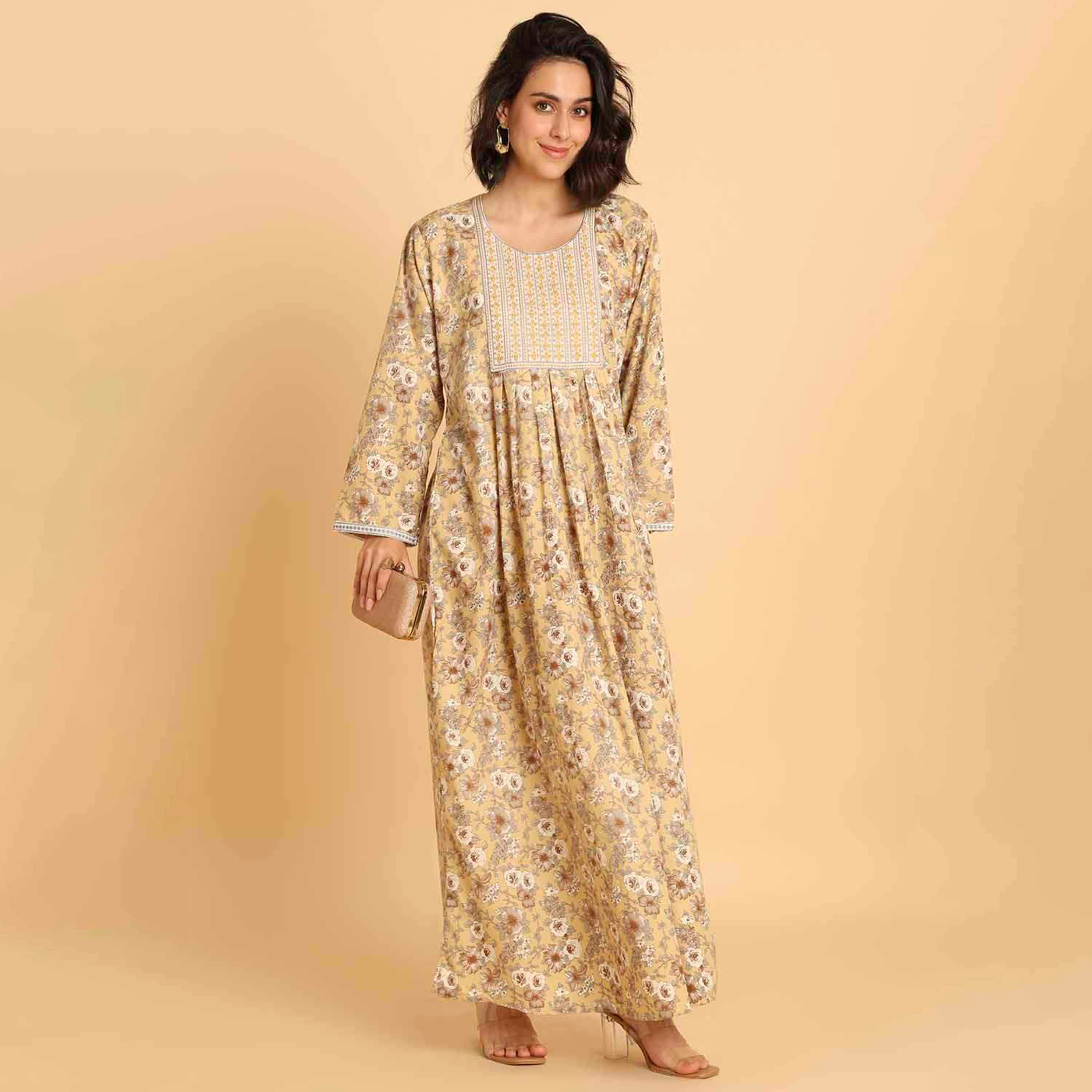 HanaandSara Floral Print Women's Casual Jalabiya-women-arabicclothing-jalabiyas-image-11