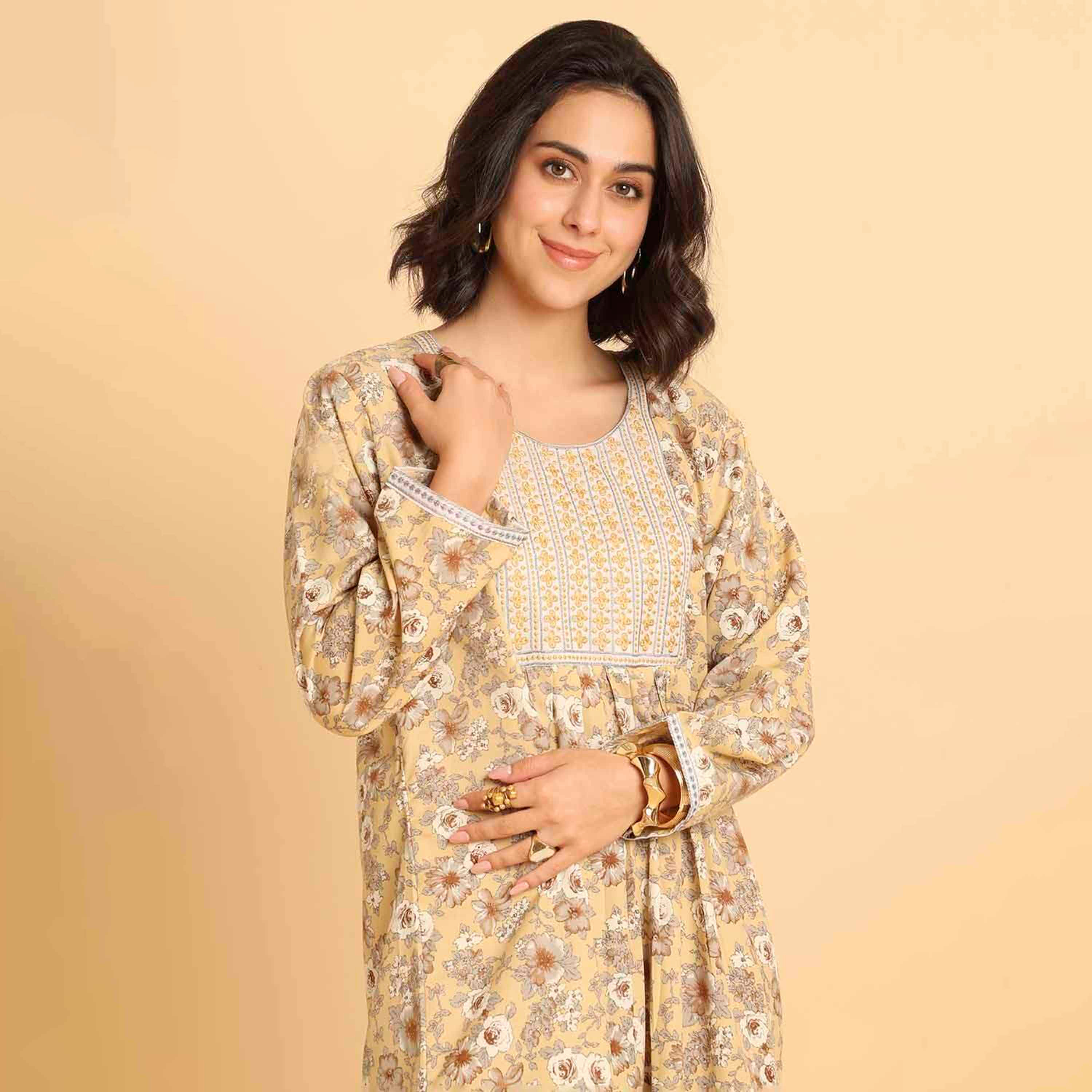 HanaandSara Floral Print Women's Casual Jalabiya-women-arabicclothing-jalabiyas-image-12