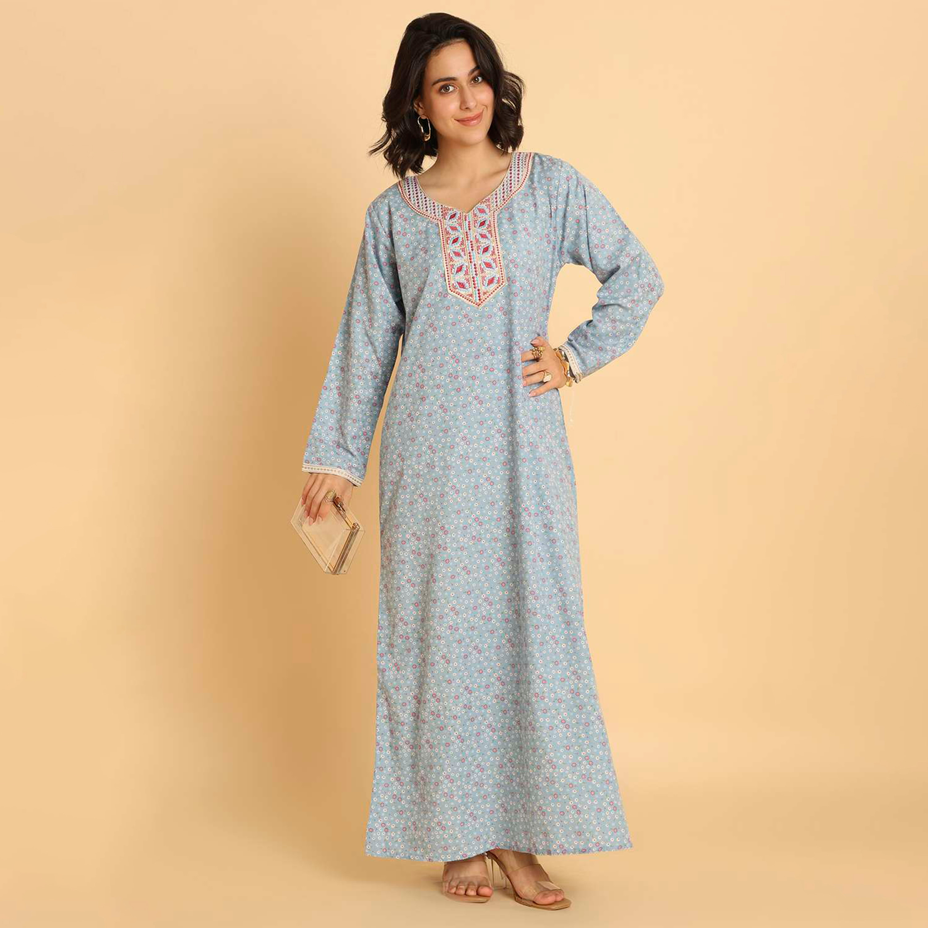 HanaandSara Floral Print Women's Casual Jalabiya-women-arabicclothing-jalabiyas-image-11