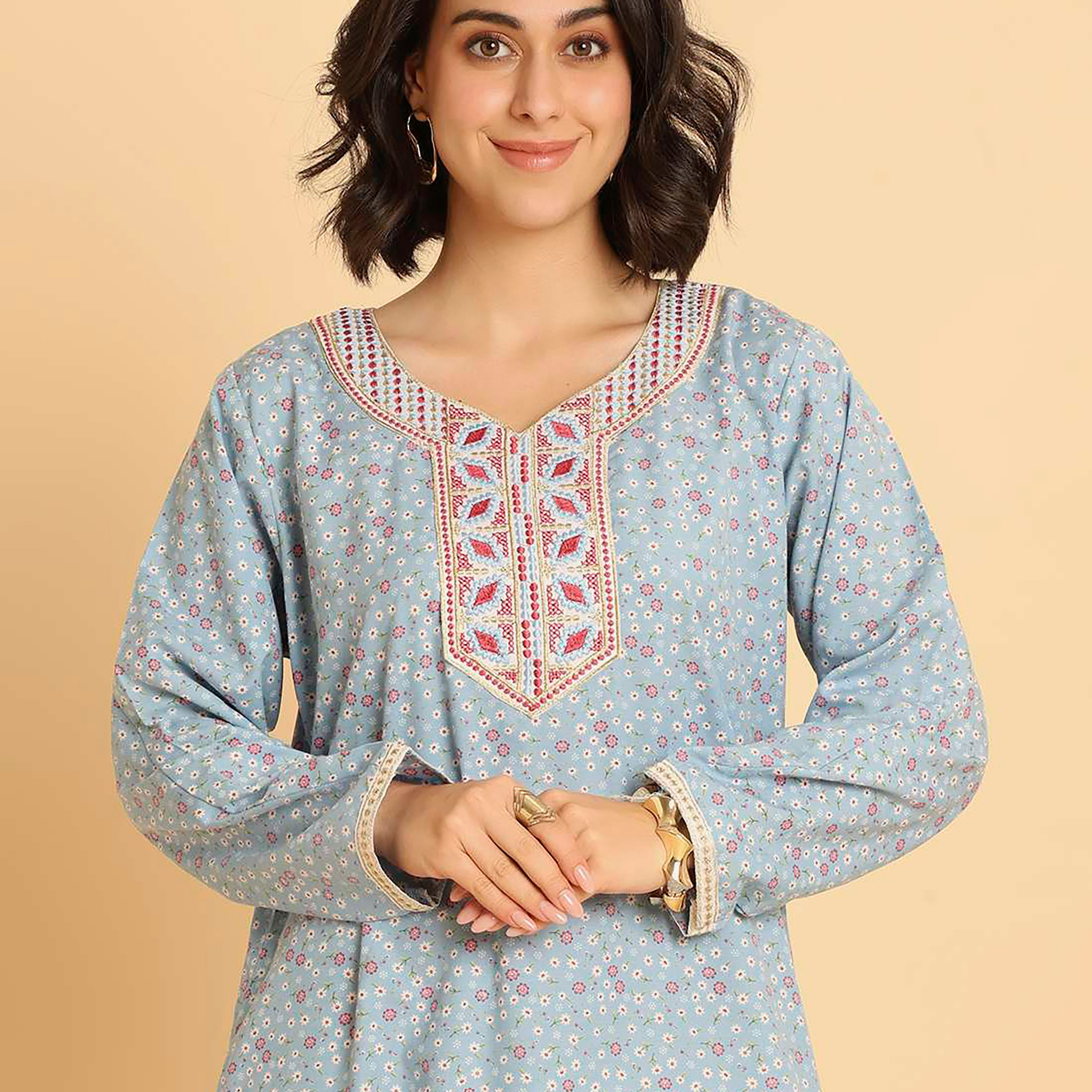 HanaandSara Floral Print Women's Casual Jalabiya-women-arabicclothing-jalabiyas-image-12