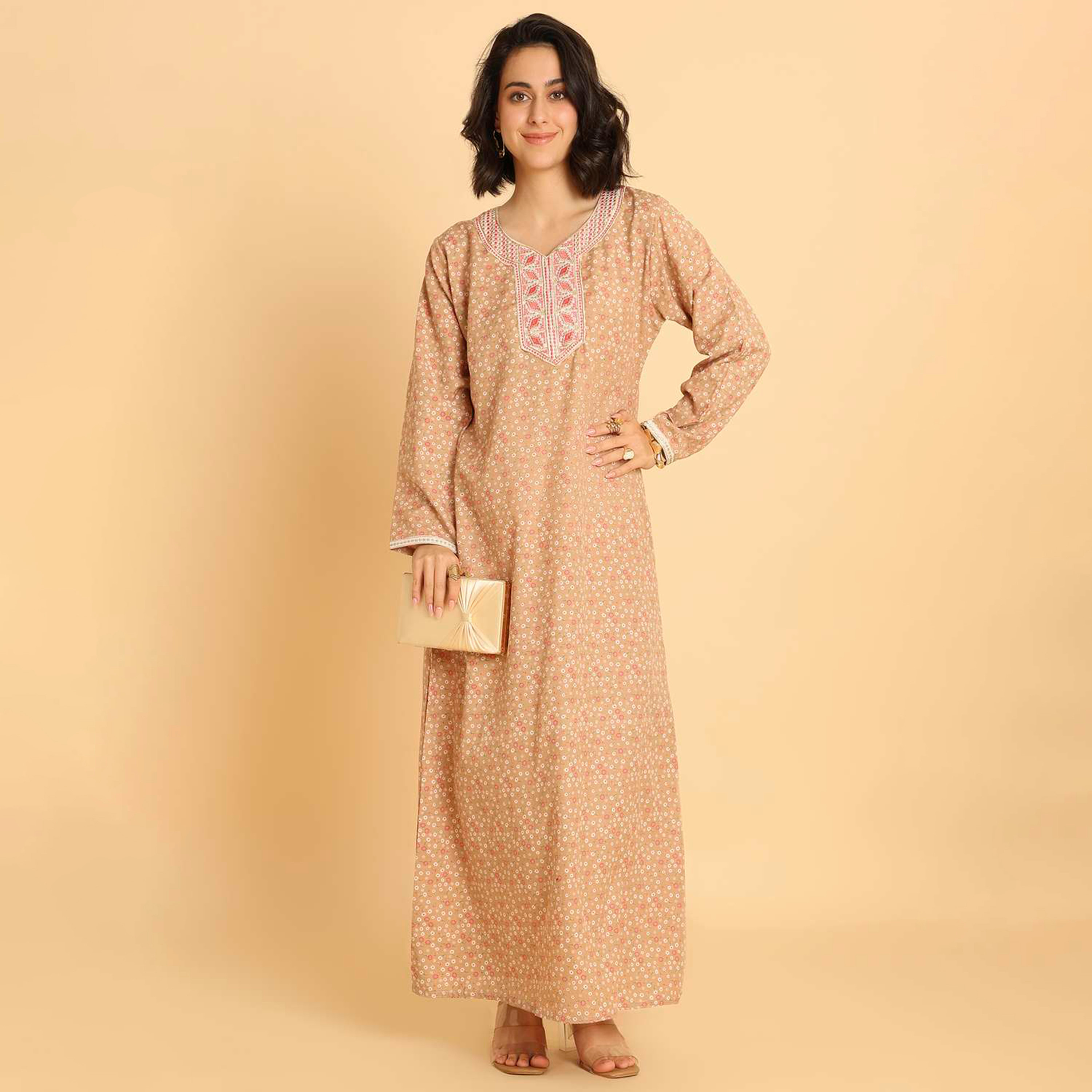 HanaandSara Floral Print Women's Casual Jalabiya-women-arabicclothing-jalabiyas-image-6