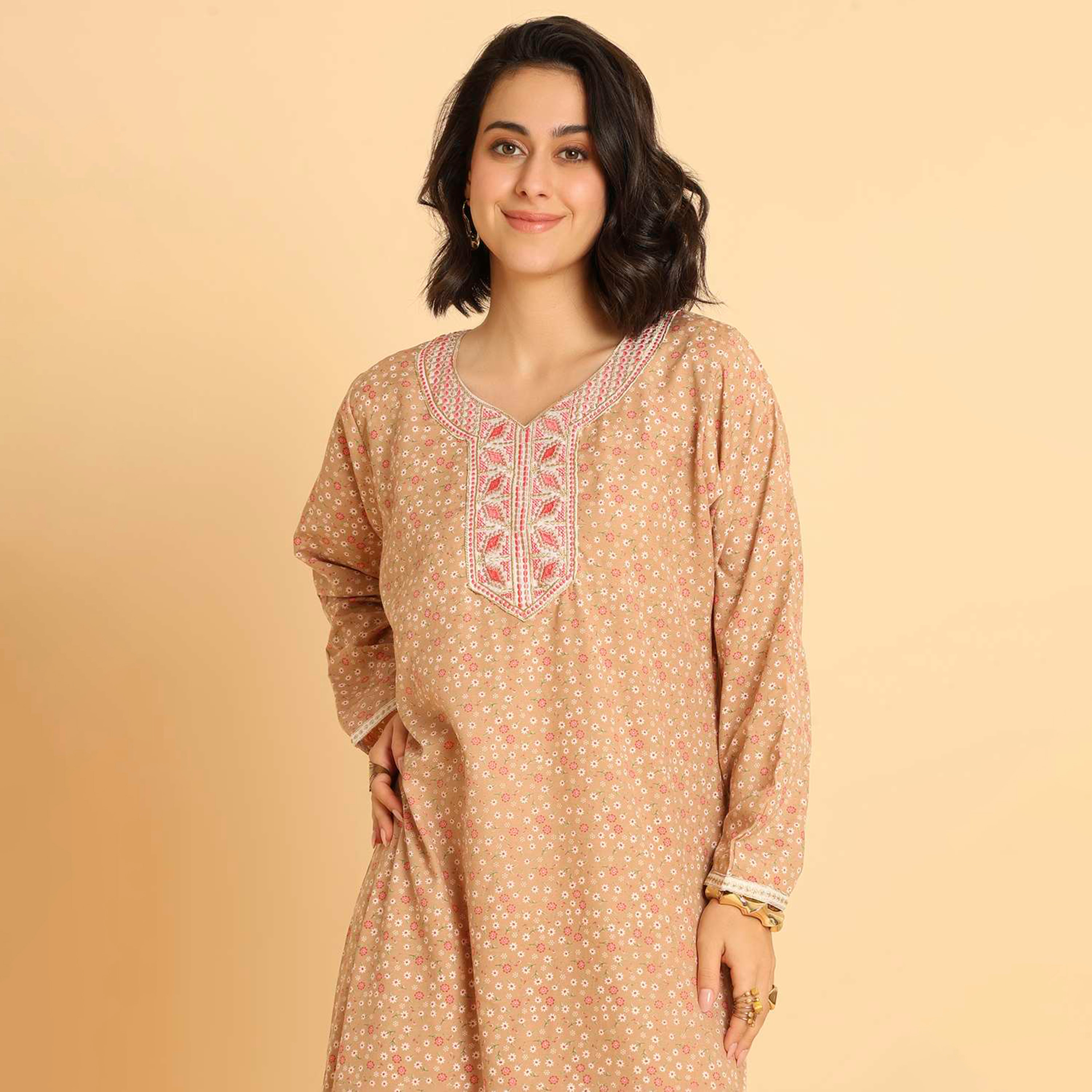 HanaandSara Floral Print Women's Casual Jalabiya-women-arabicclothing-jalabiyas-image-7
