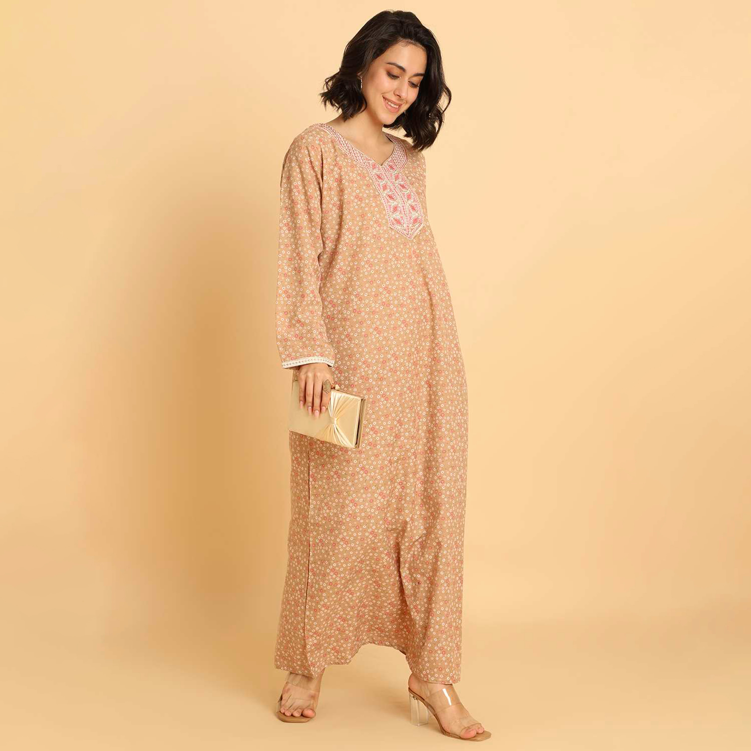 HanaandSara Floral Print Women's Casual Jalabiya-women-arabicclothing-jalabiyas-image-9