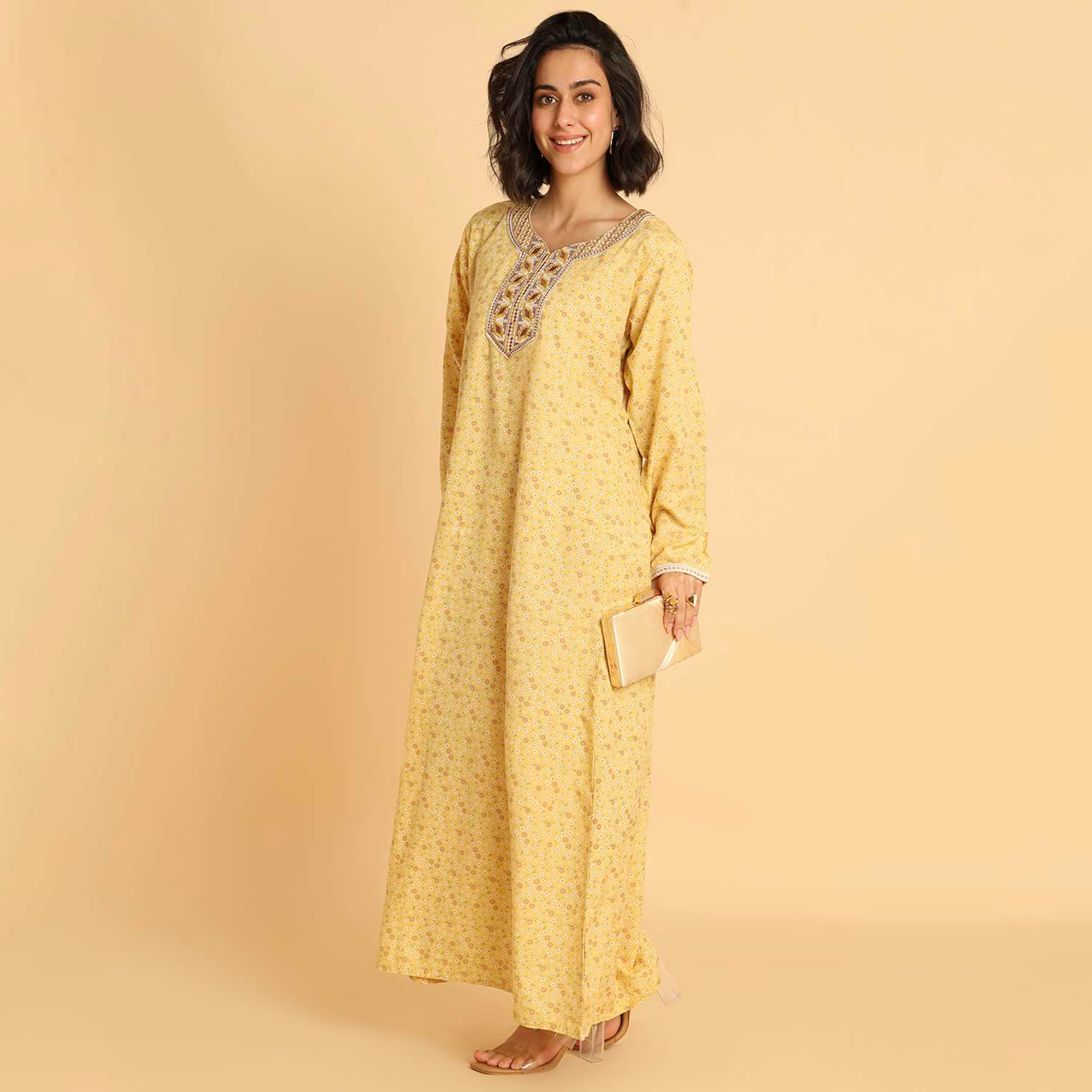 HanaandSara Floral Print Women's Casual Jalabiya-women-arabicclothing-jalabiyas-image-3