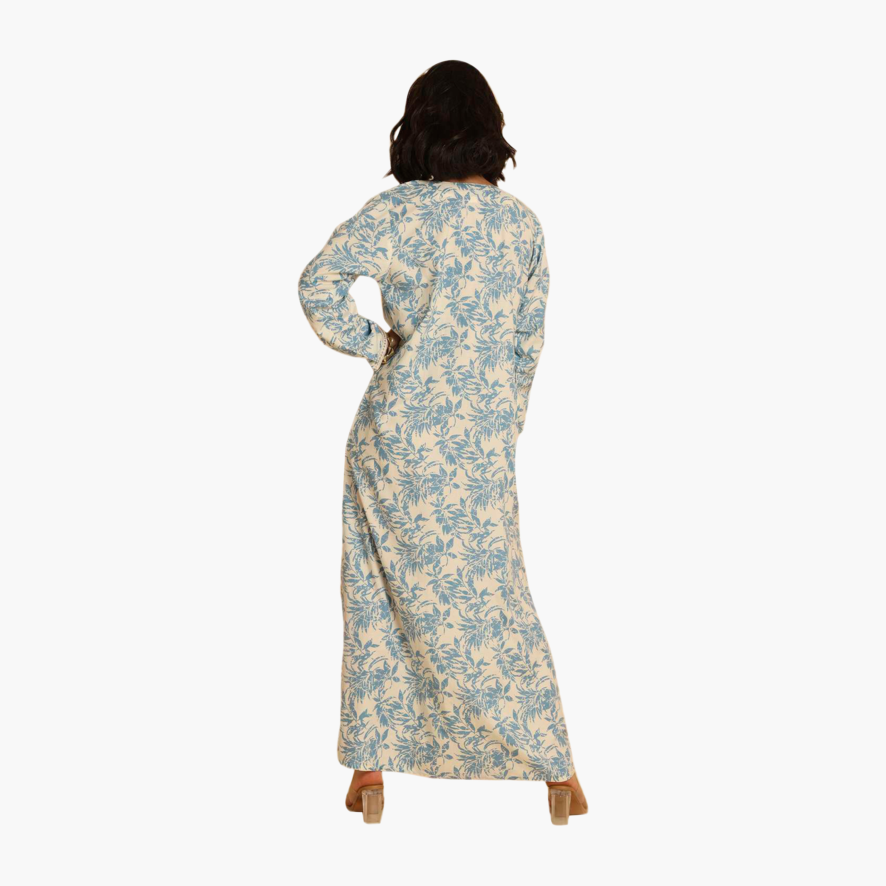 جلابية نسائية مطرزة بنقشة أوراق الشجر من هنا اند سارة-women-arabicclothing-jalabiyas-image-5