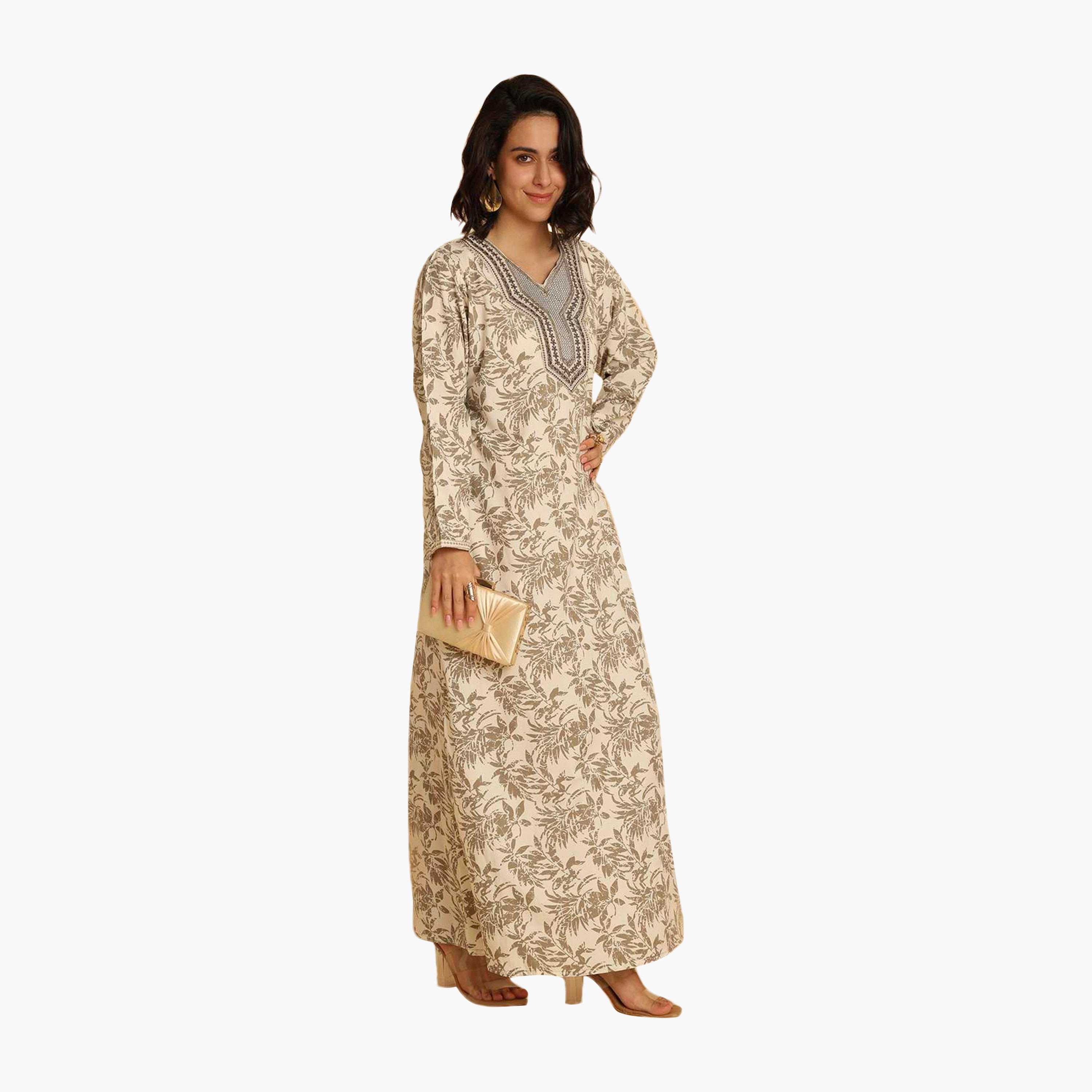 جلابية نسائية مطرزة بنقشة أوراق الشجر من هنا اند سارة-women-arabicclothing-jalabiyas-image-8