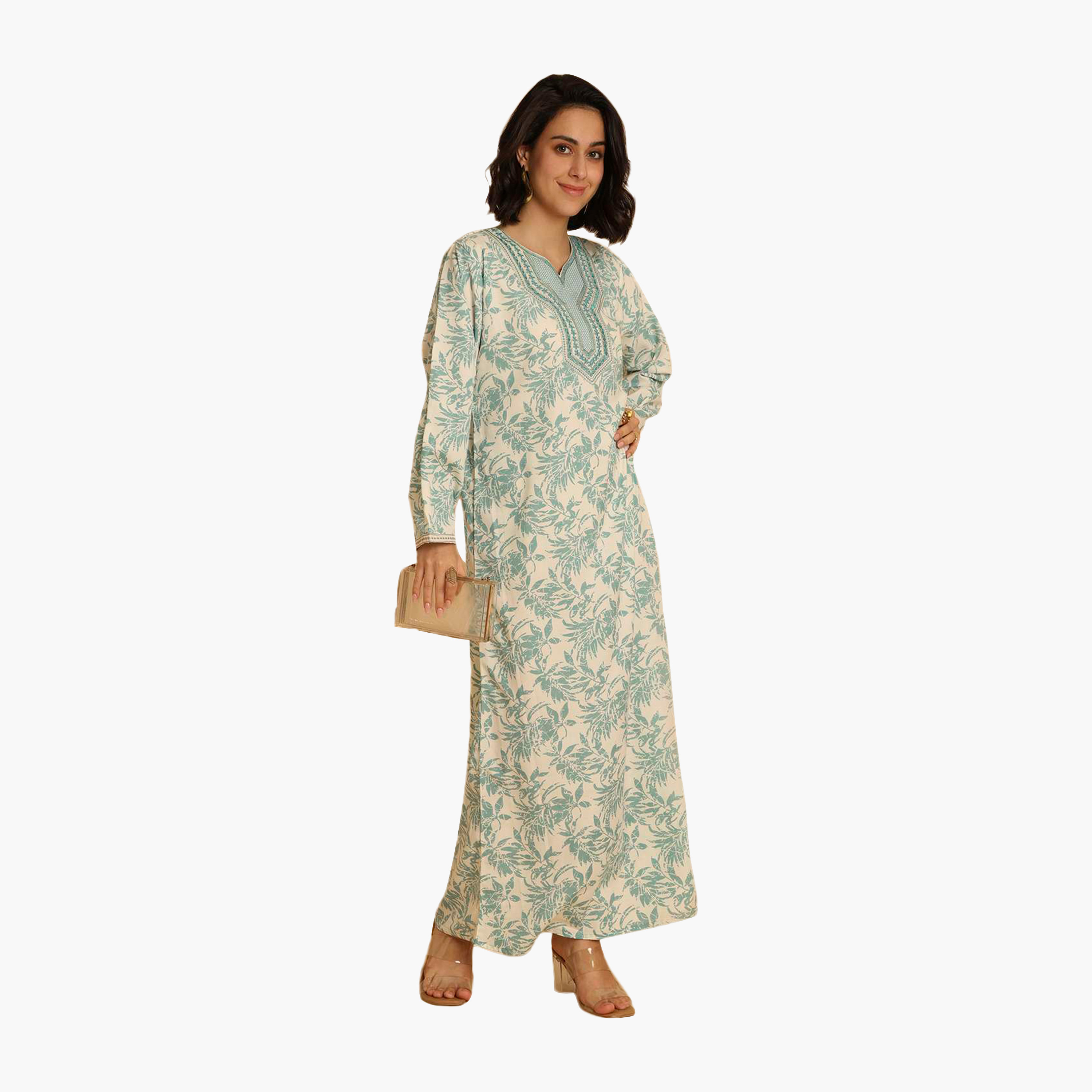 جلابية نسائية مطرزة بنقشة أوراق الشجر من هنا اند سارة-women-arabicclothing-jalabiyas-image-13