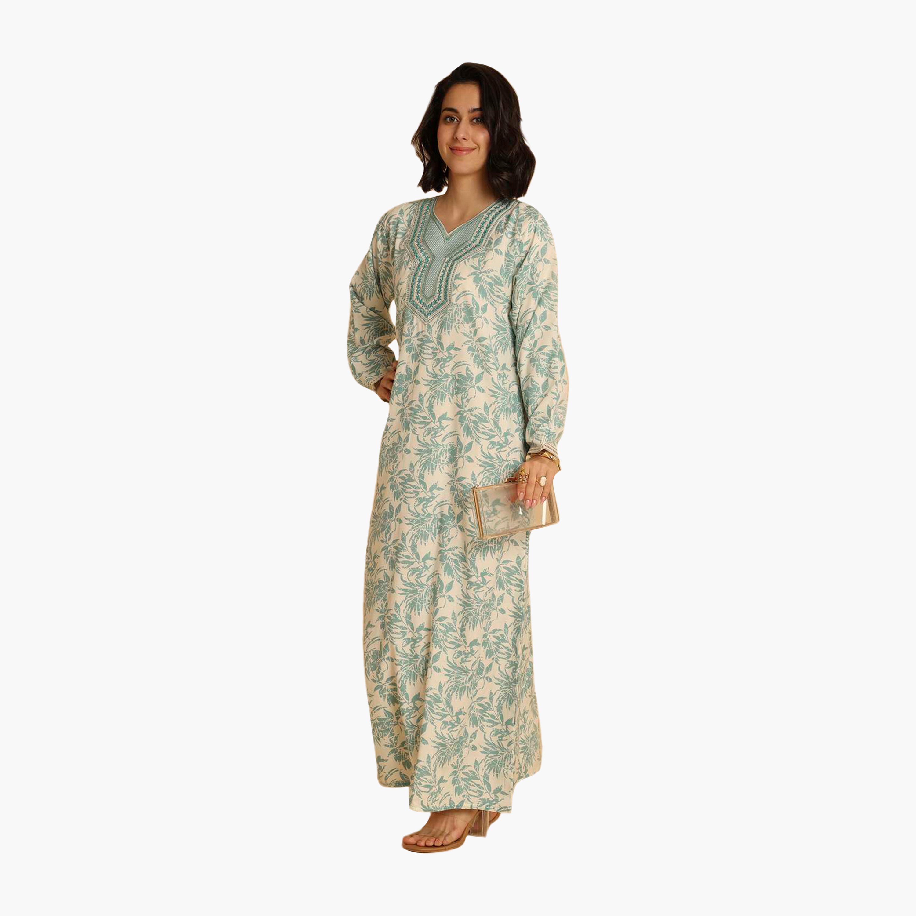 جلابية نسائية مطرزة بنقشة أوراق الشجر من هنا اند سارة-women-arabicclothing-jalabiyas-image-14