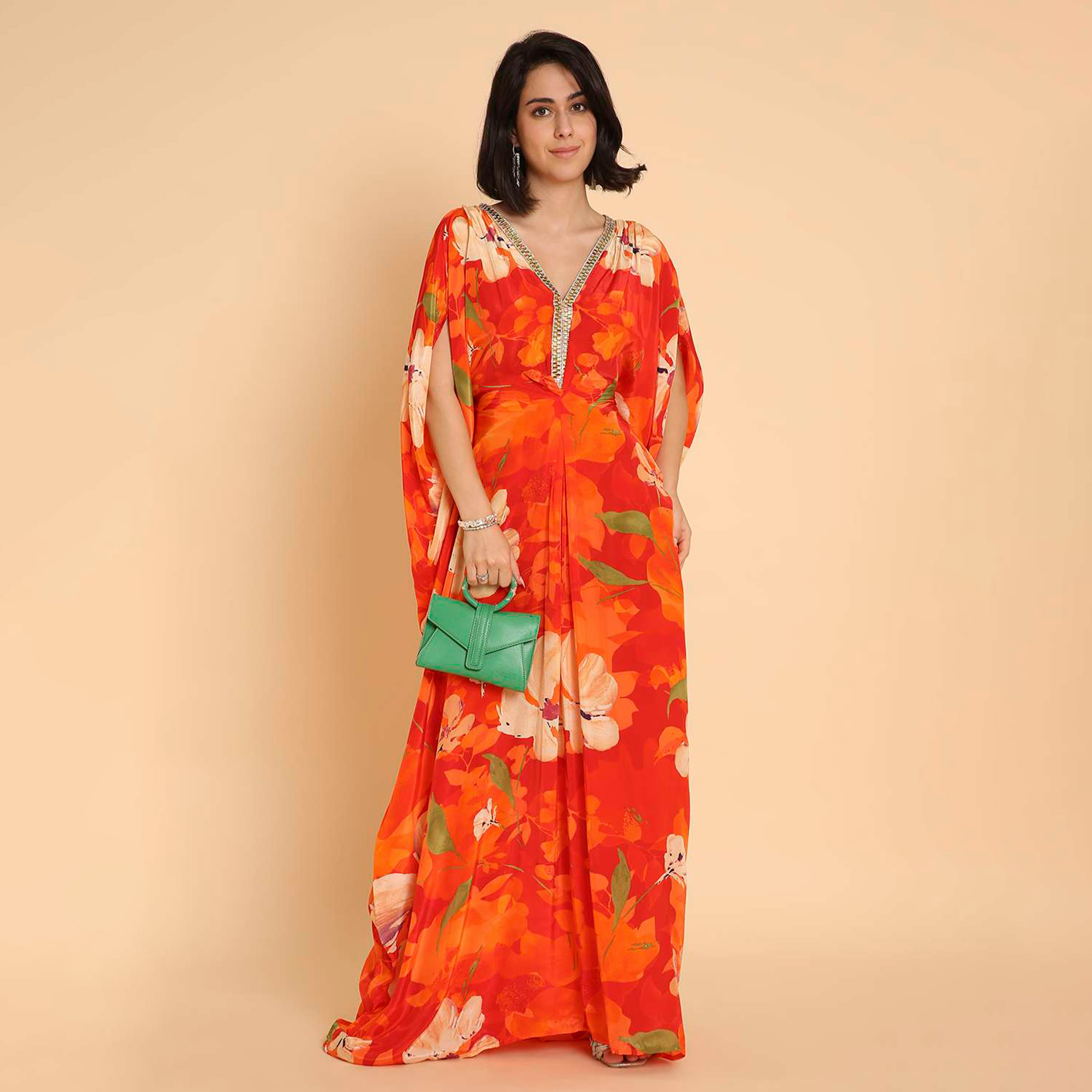 HanaandSara Floral Print Women's Casual Kaftan Style Jalabiya-women-arabicclothing-jalabiyas-image-6