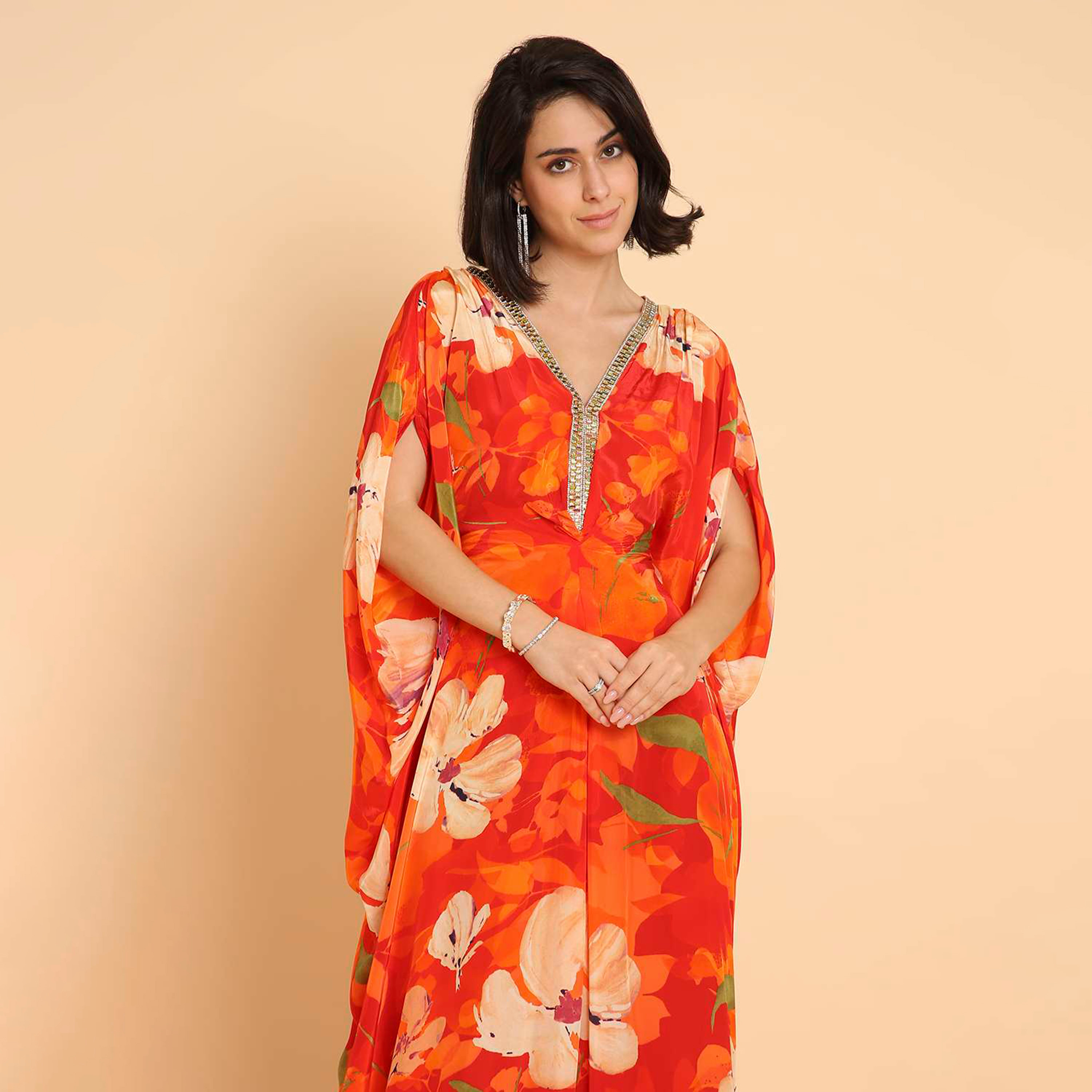 HanaandSara Floral Print Women's Casual Kaftan Style Jalabiya-women-arabicclothing-jalabiyas-image-7